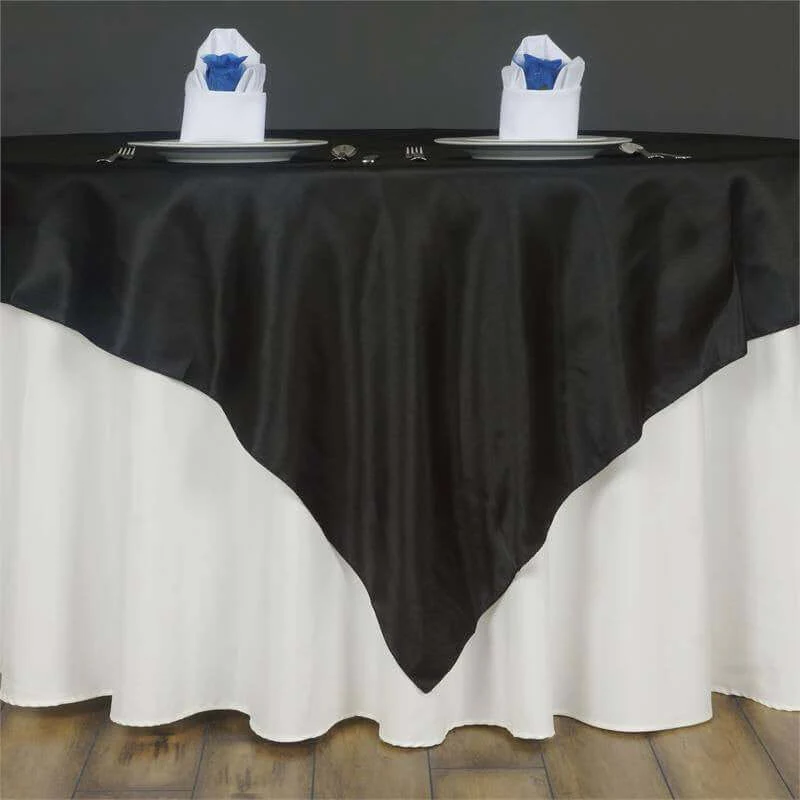 Satin Square Table Overlay 60"x60" Black with Smooth Finish - Luxurious Wedding Table Topper - Image 6