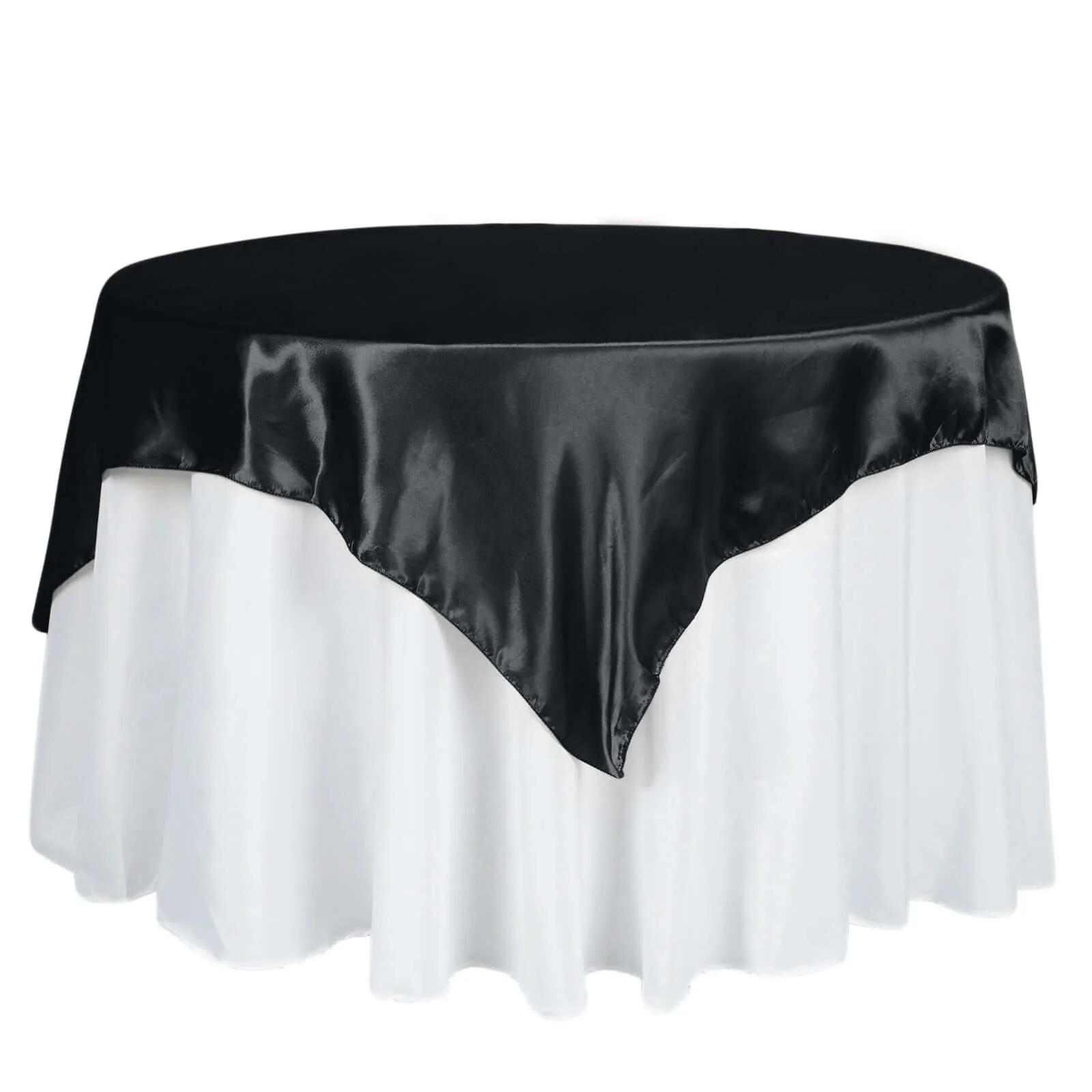 Satin Square Table Overlay 60"x60" Black with Smooth Finish - Luxurious Wedding Table Topper - Image 7
