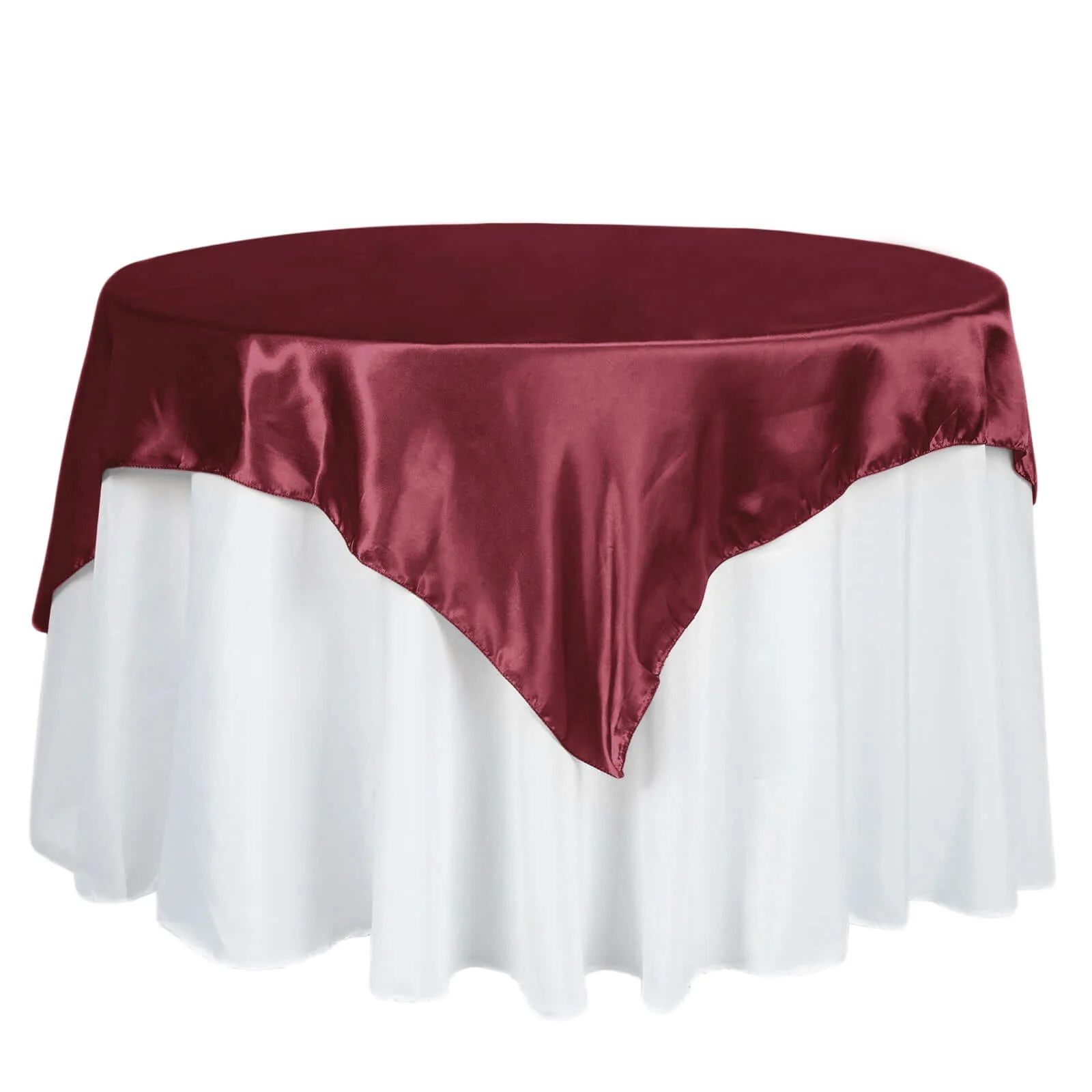 Satin Square Table Overlay 60"x60" Burgundy - Luxurious Wedding Table Topper - Image 7
