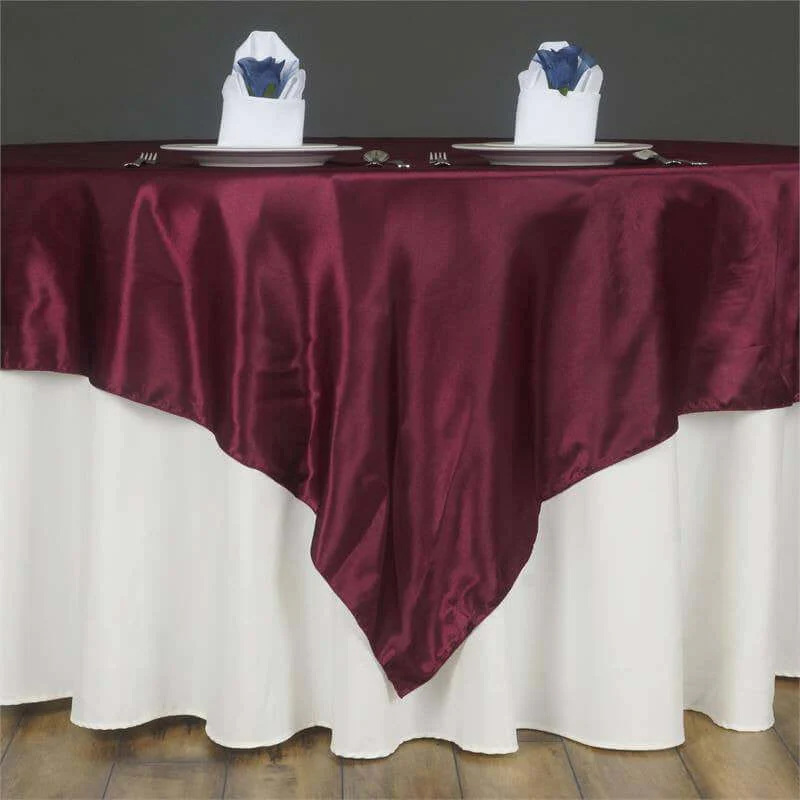 Satin Square Table Overlay 60"x60" Burgundy - Luxurious Wedding Table Topper - Image 8