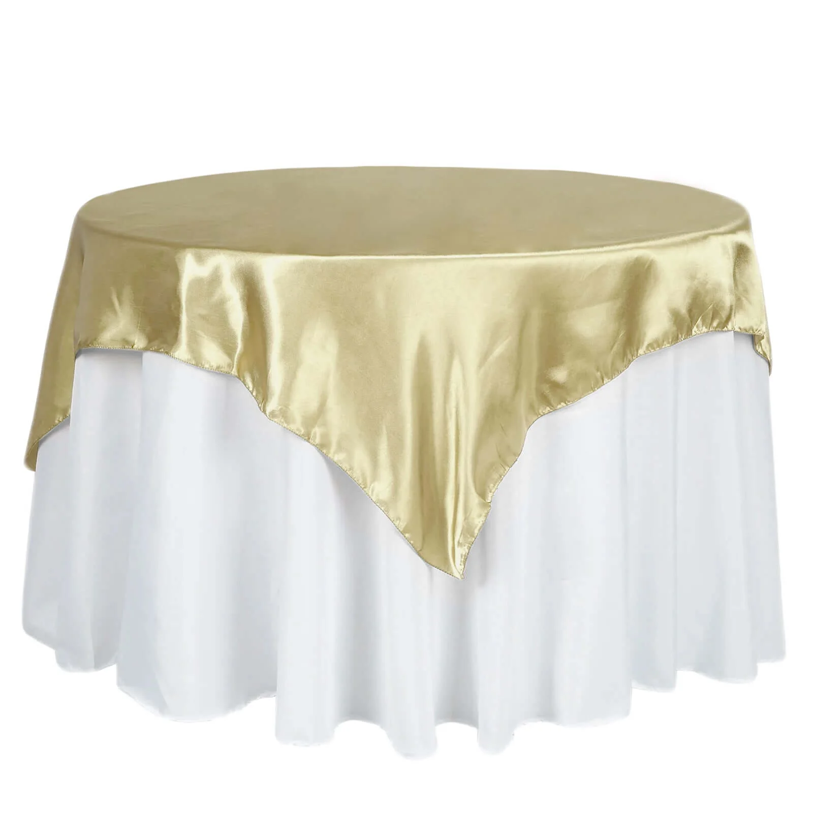 Satin Square Table Overlay 60"x60" Champagne - Luxurious Wedding Table Topper - Image 7