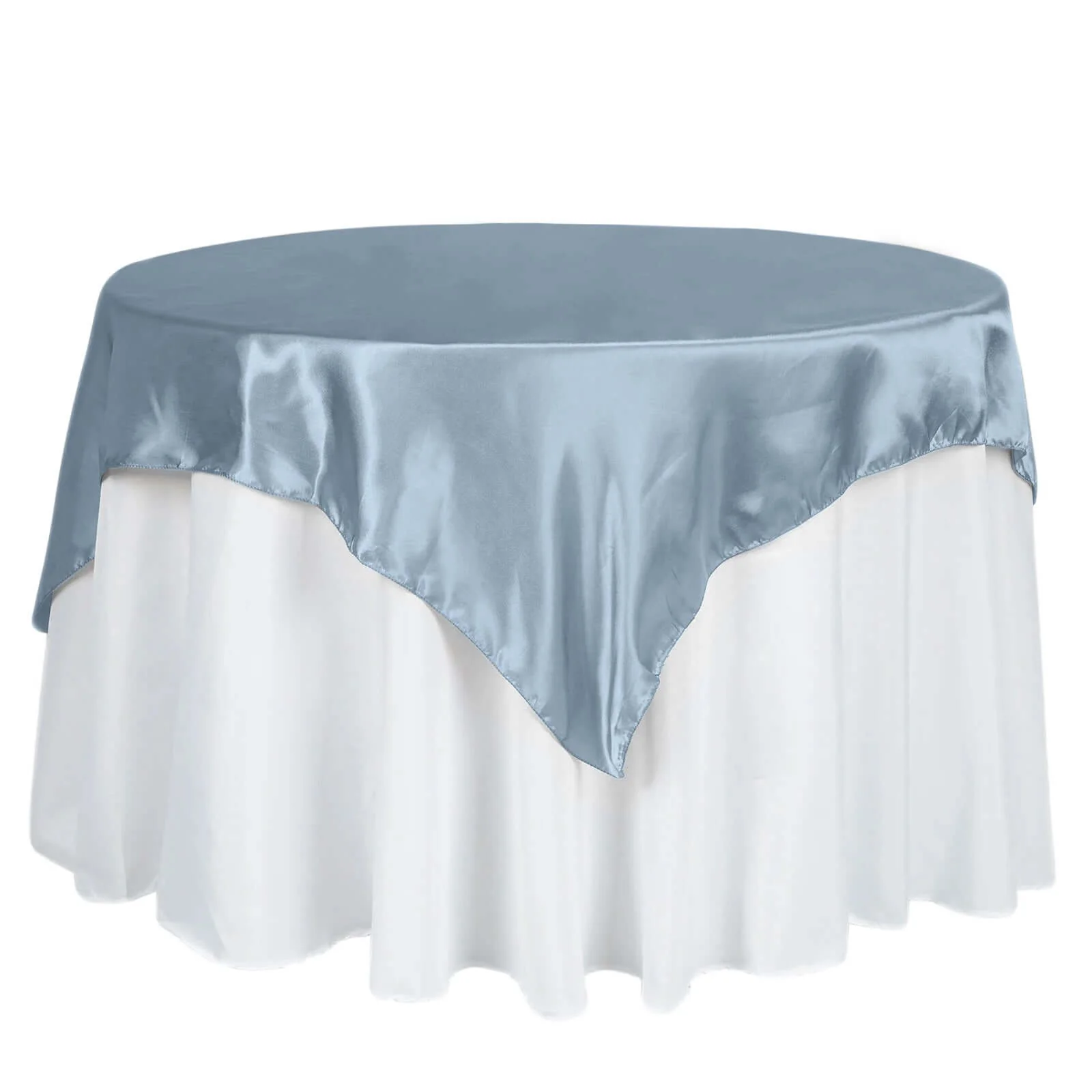 Satin Square Table Overlay 60"x60" Dusty Blue - Luxurious Wedding Table Topper - Image 7