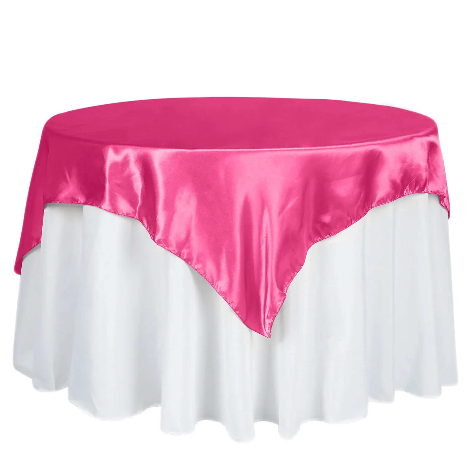 Satin Square Table Overlay 60"x60" Fuchsia - Luxurious Wedding Table Topper - Image 7