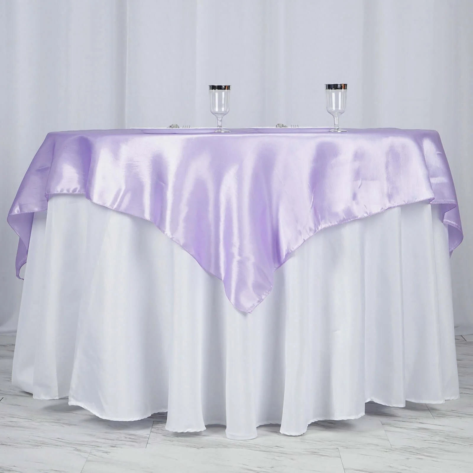 Satin Square Table Overlay 60"x60" Lavender Lilac - Luxurious Wedding Table Topper - Image 2