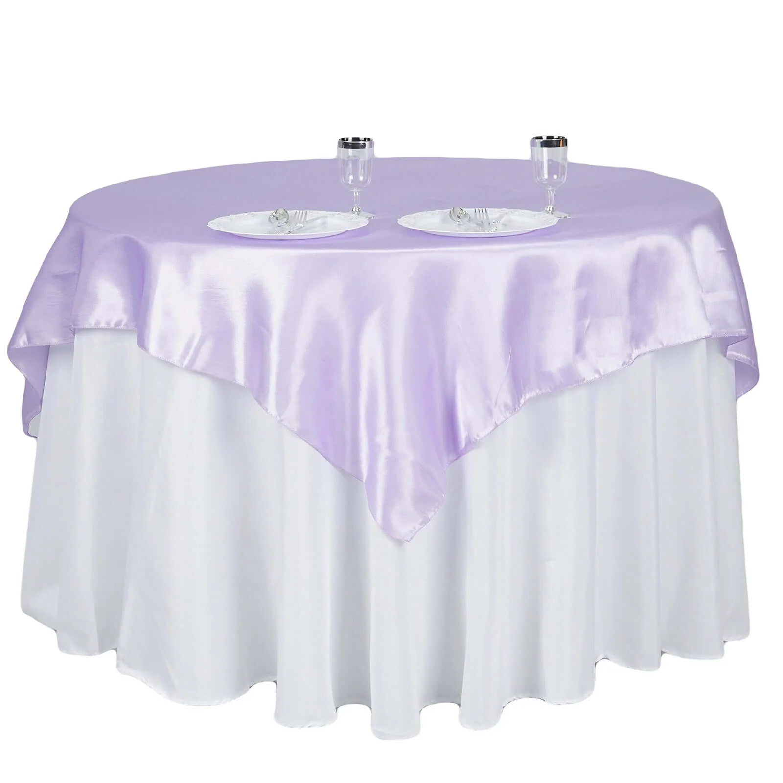 Satin Square Table Overlay 60"x60" Lavender Lilac - Luxurious Wedding Table Topper - Image 3