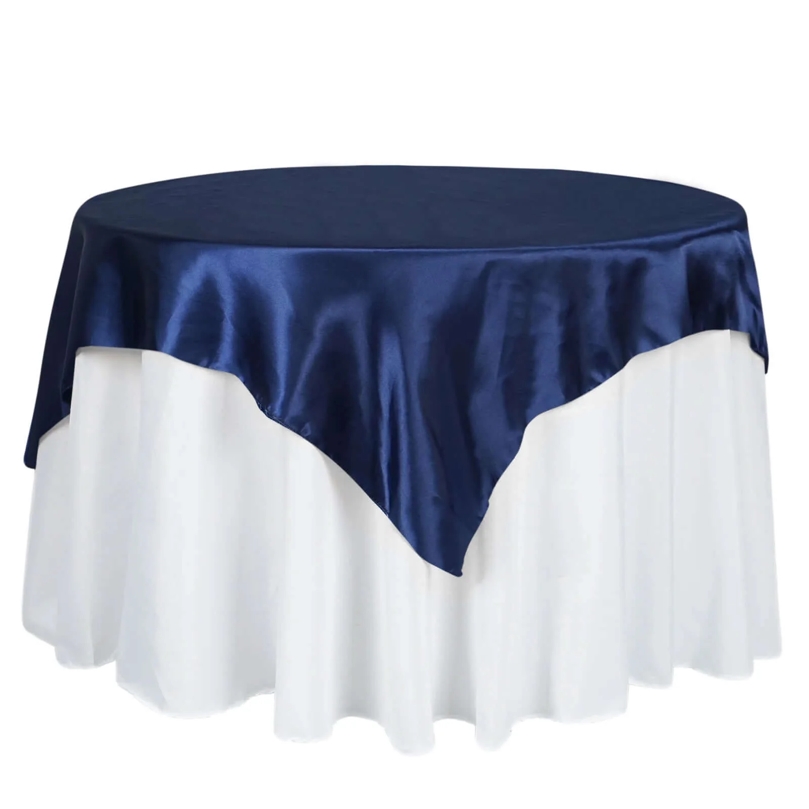 Satin Square Table Overlay 60"x60" Navy Blue - Luxurious Wedding Table Topper - Image 7