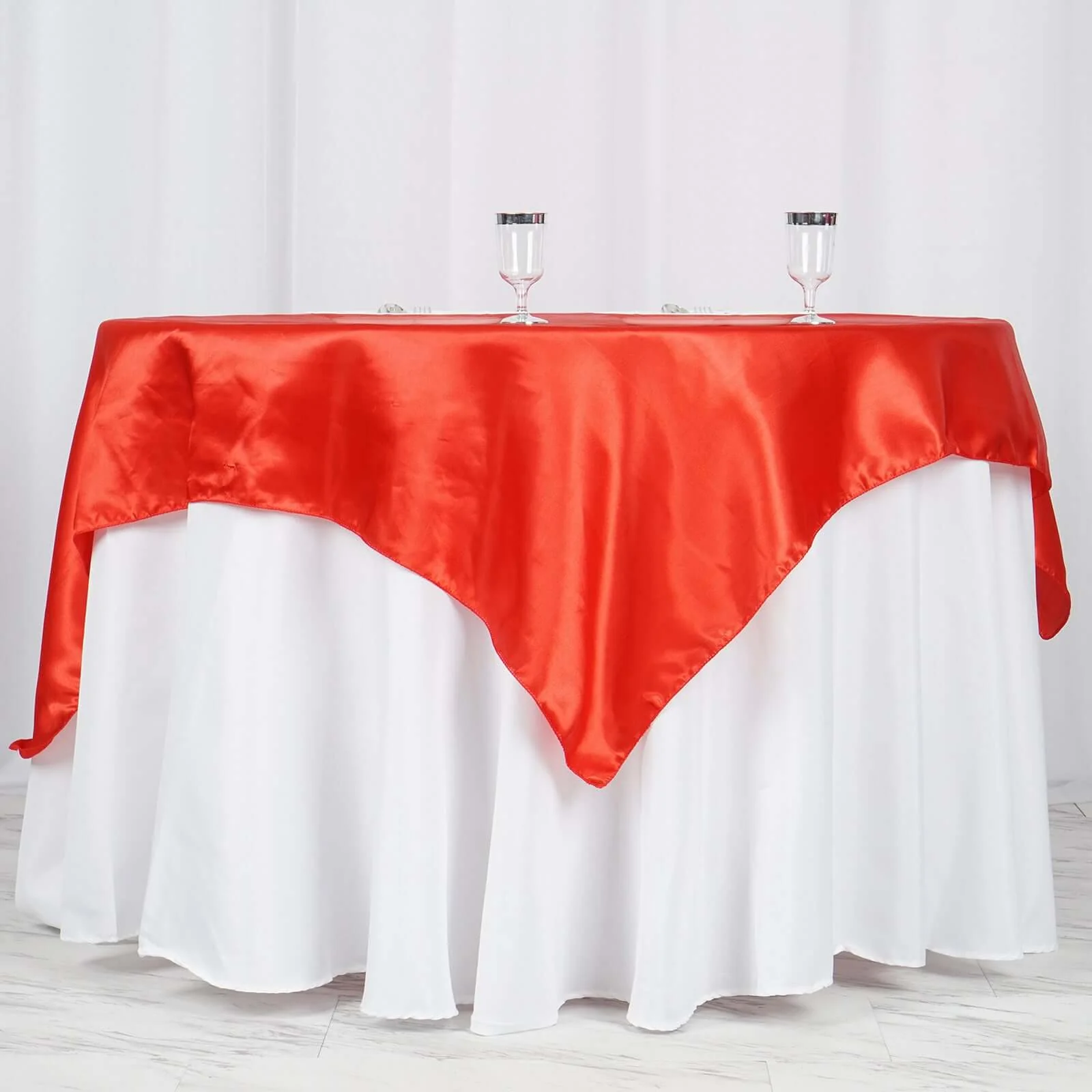 Satin Square Table Overlay 60"x60" Red - Luxurious Wedding Table Topper - Image 2