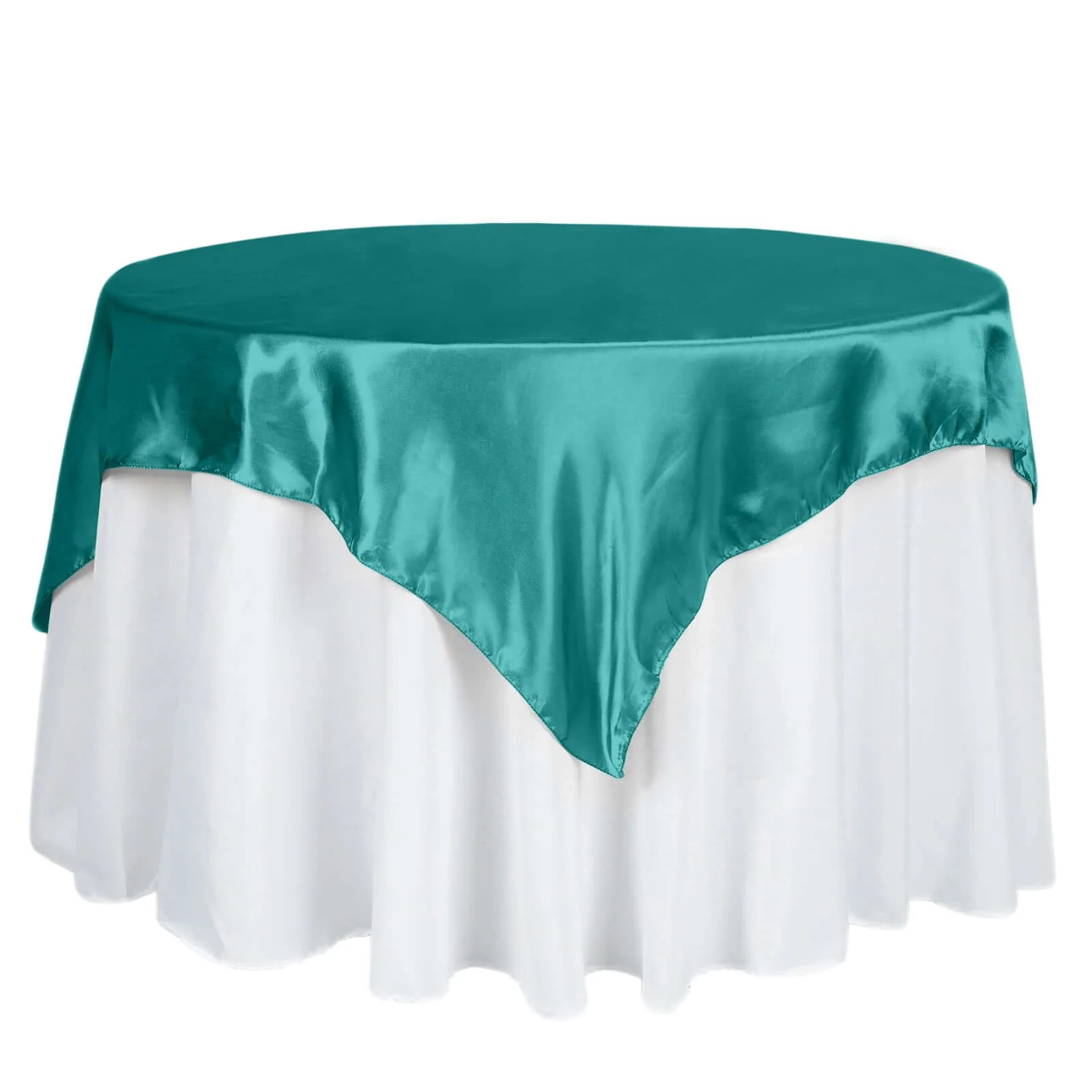 Satin Square Table Overlay 60"x60" Turquoise - Luxurious Wedding Table Topper - Image 7