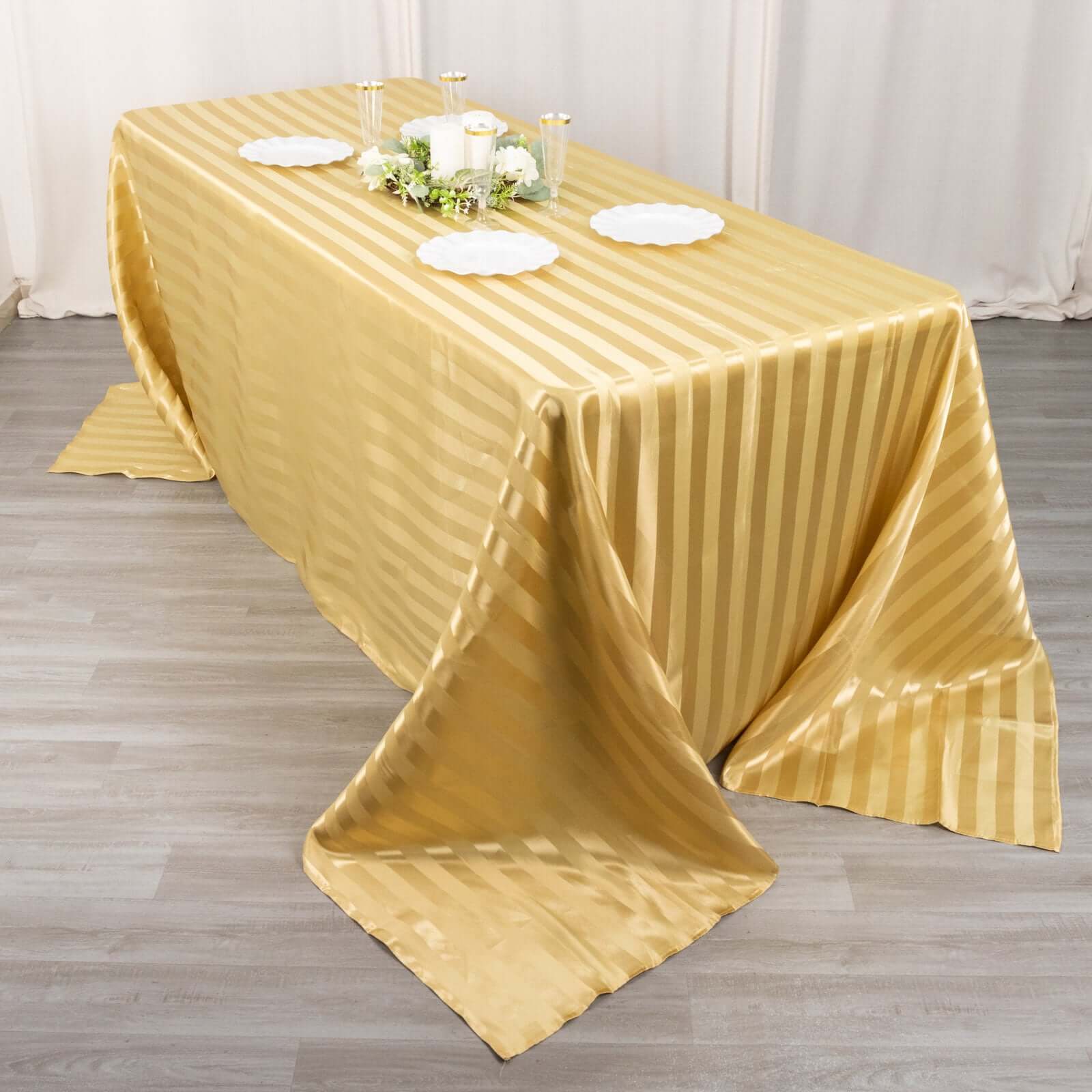 Satin Stripe Rectangular Tablecloth 90"x132" Champagne - Silky Smooth Seamless Table Cover - Image 5