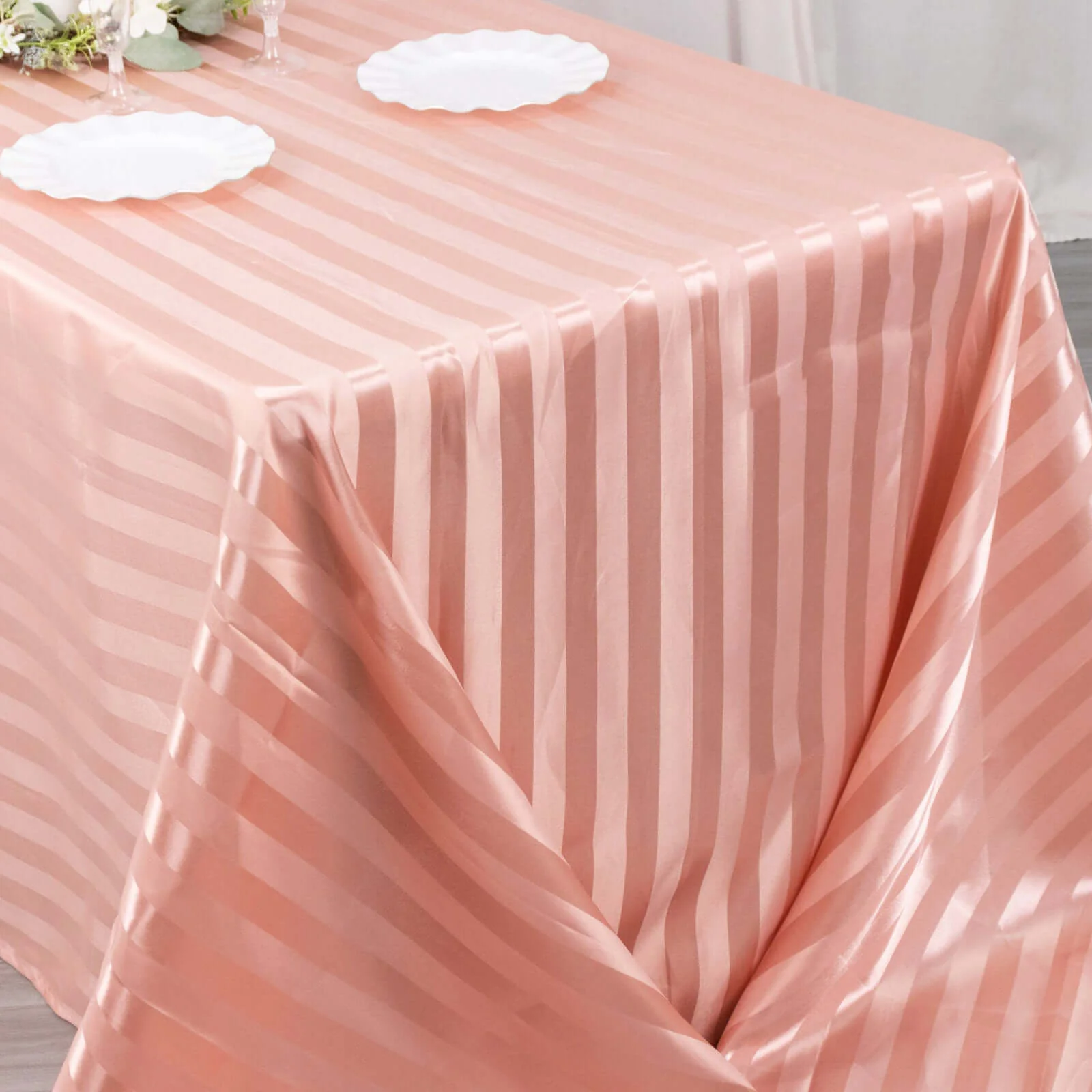 Satin Stripe Rectangular Tablecloth 90"x132" Dusty Rose - Silky Smooth Seamless Table Cover - Image 9