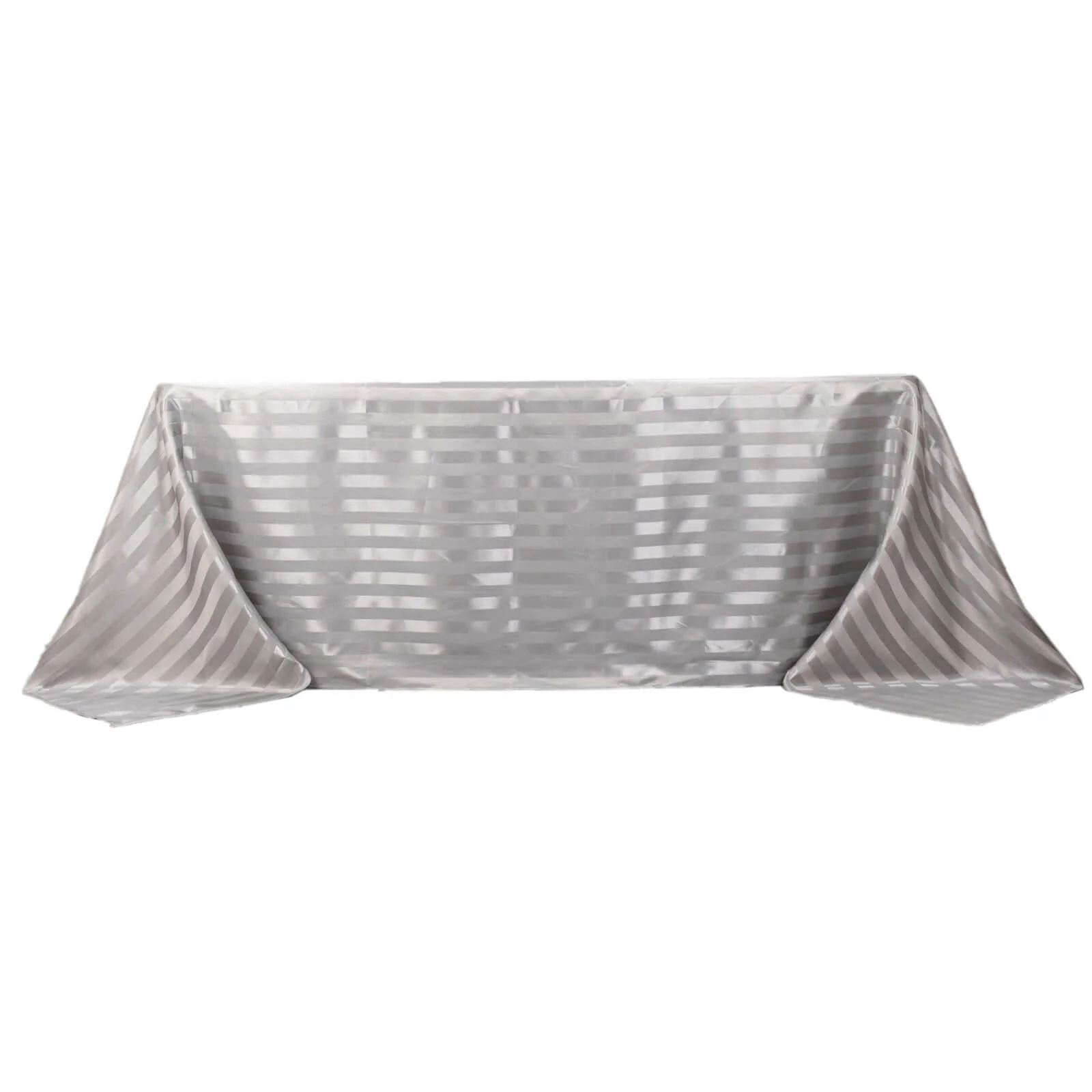 Satin Stripe Rectangular Tablecloth 90"x132" Silver - Silky Smooth Seamless Table Cover - Image 7