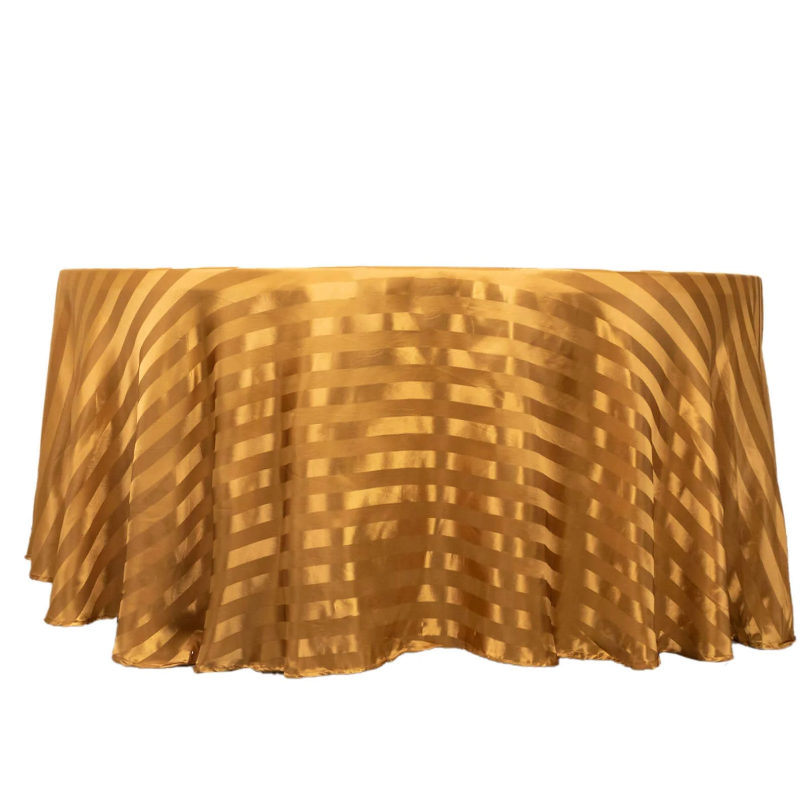 Satin Stripe Round Tablecloth 120" Gold - Seamless Silky Smooth Table Cover - Image 7