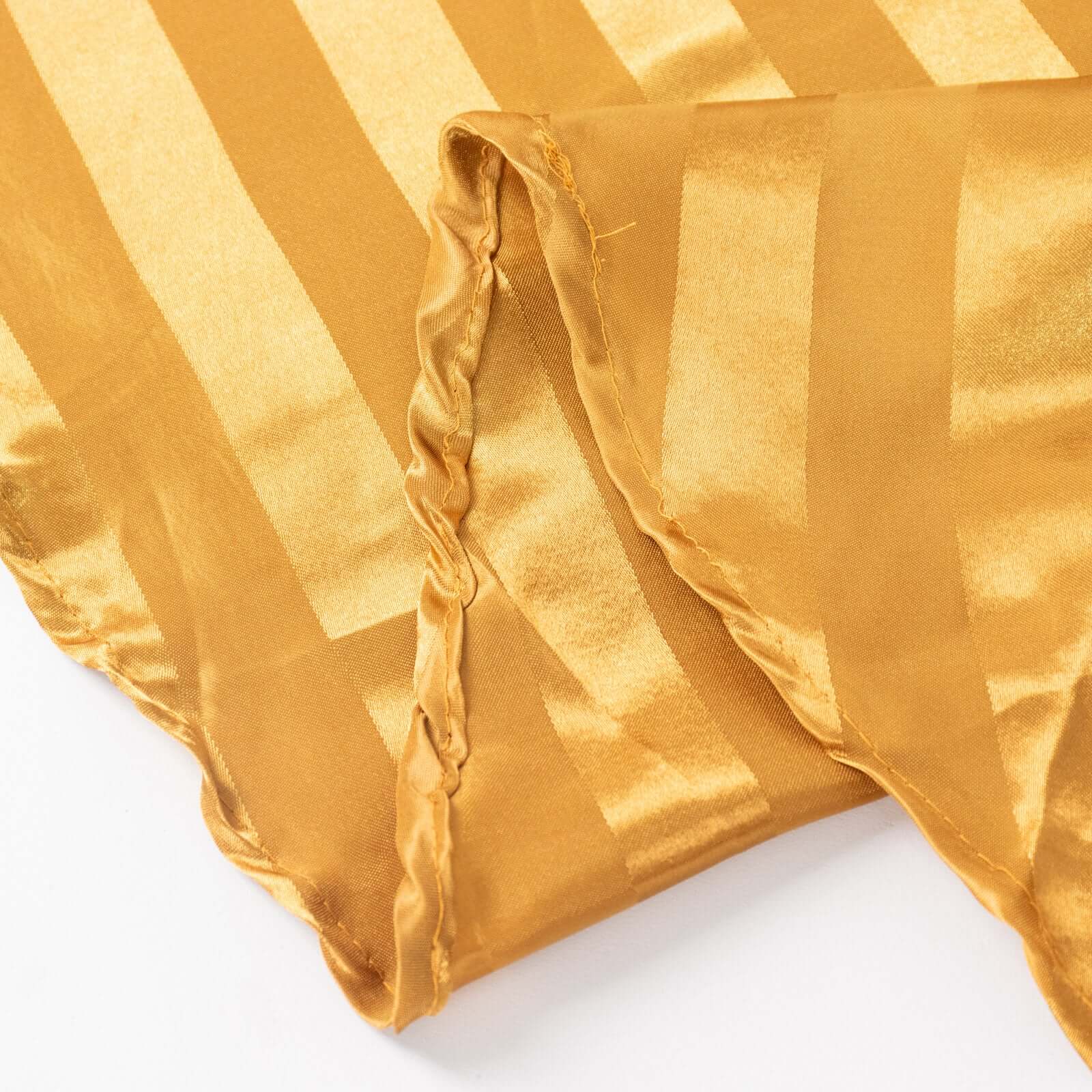Satin Stripe Round Tablecloth 120" Gold - Seamless Silky Smooth Table Cover - Image 9