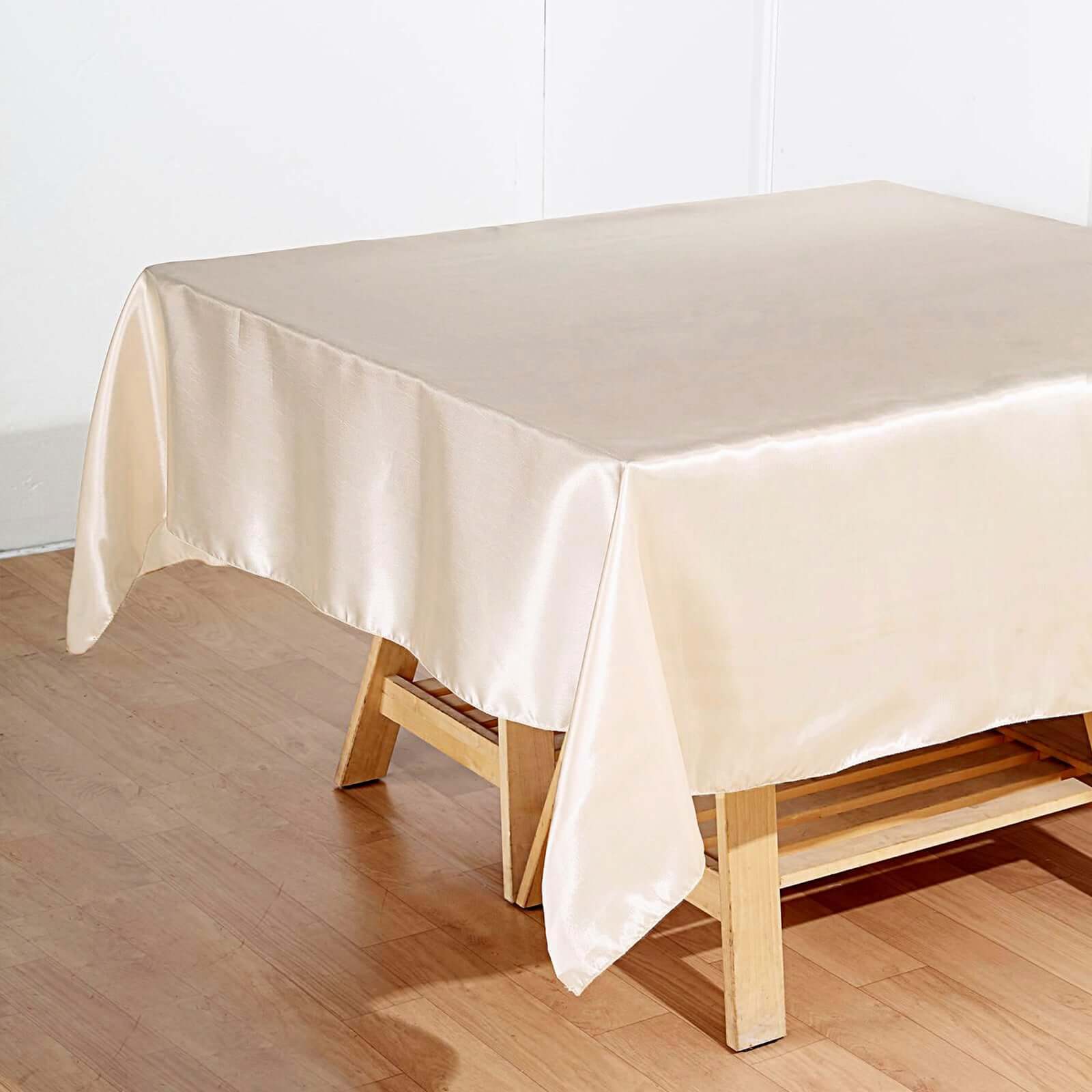 Satin Table Overlay 72"x72" Beige - Wrinkle Resistant & Smooth Table Topper - Image 6