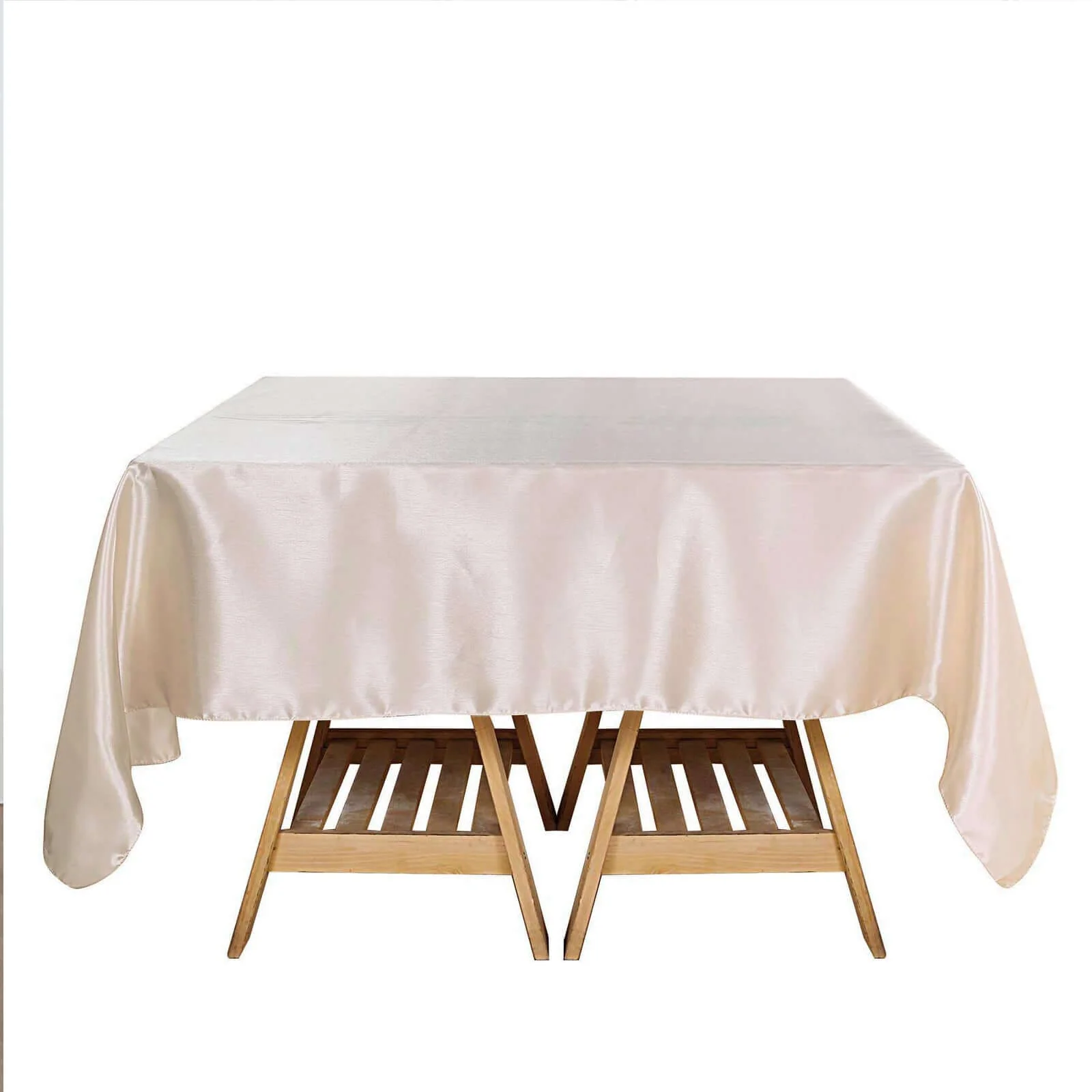 Satin Table Overlay 72"x72" Beige - Wrinkle Resistant & Smooth Table Topper - Image 7