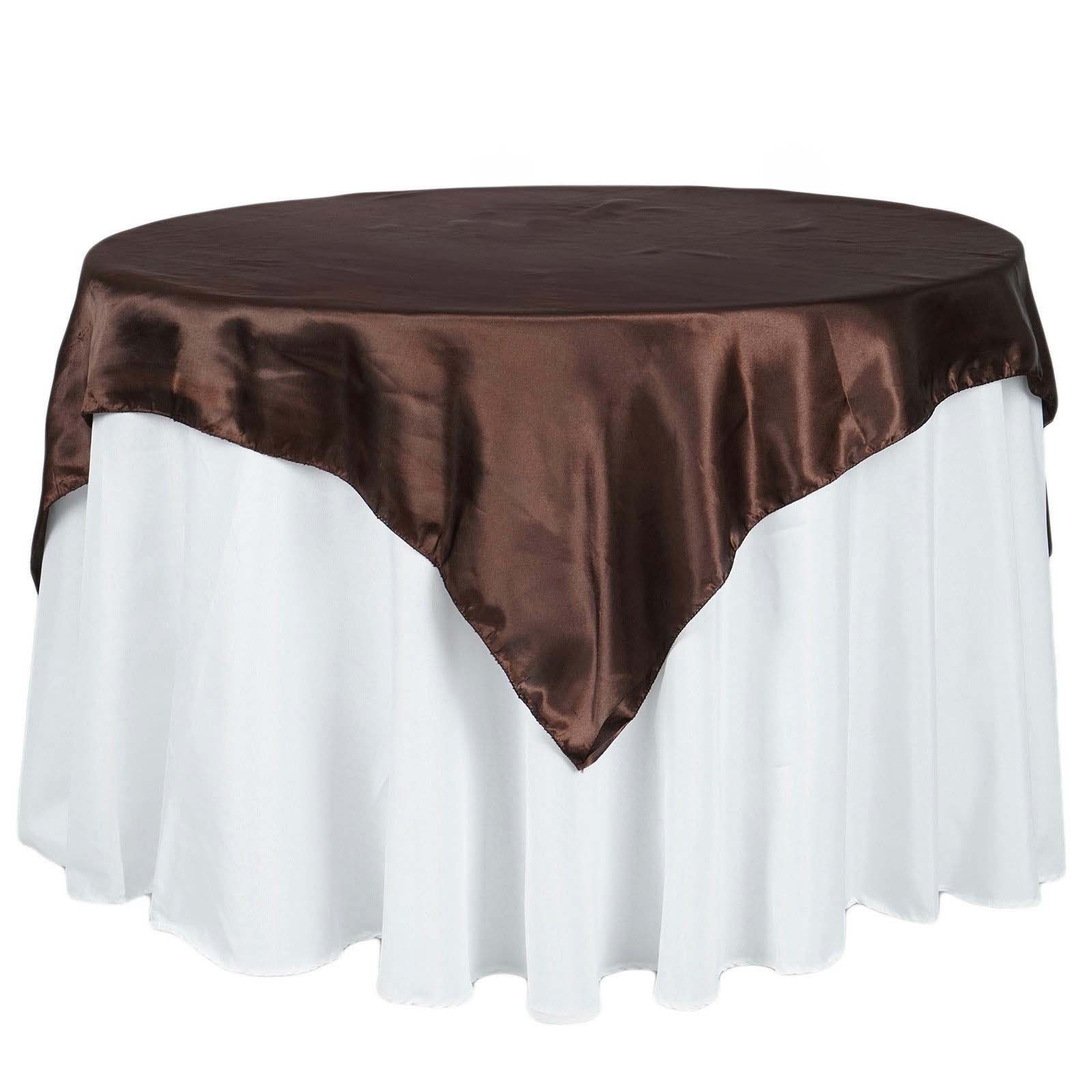 Satin Table Overlay 72"x72" Chocolate - Wrinkle Resistant & Smooth Table Topper - Image 6