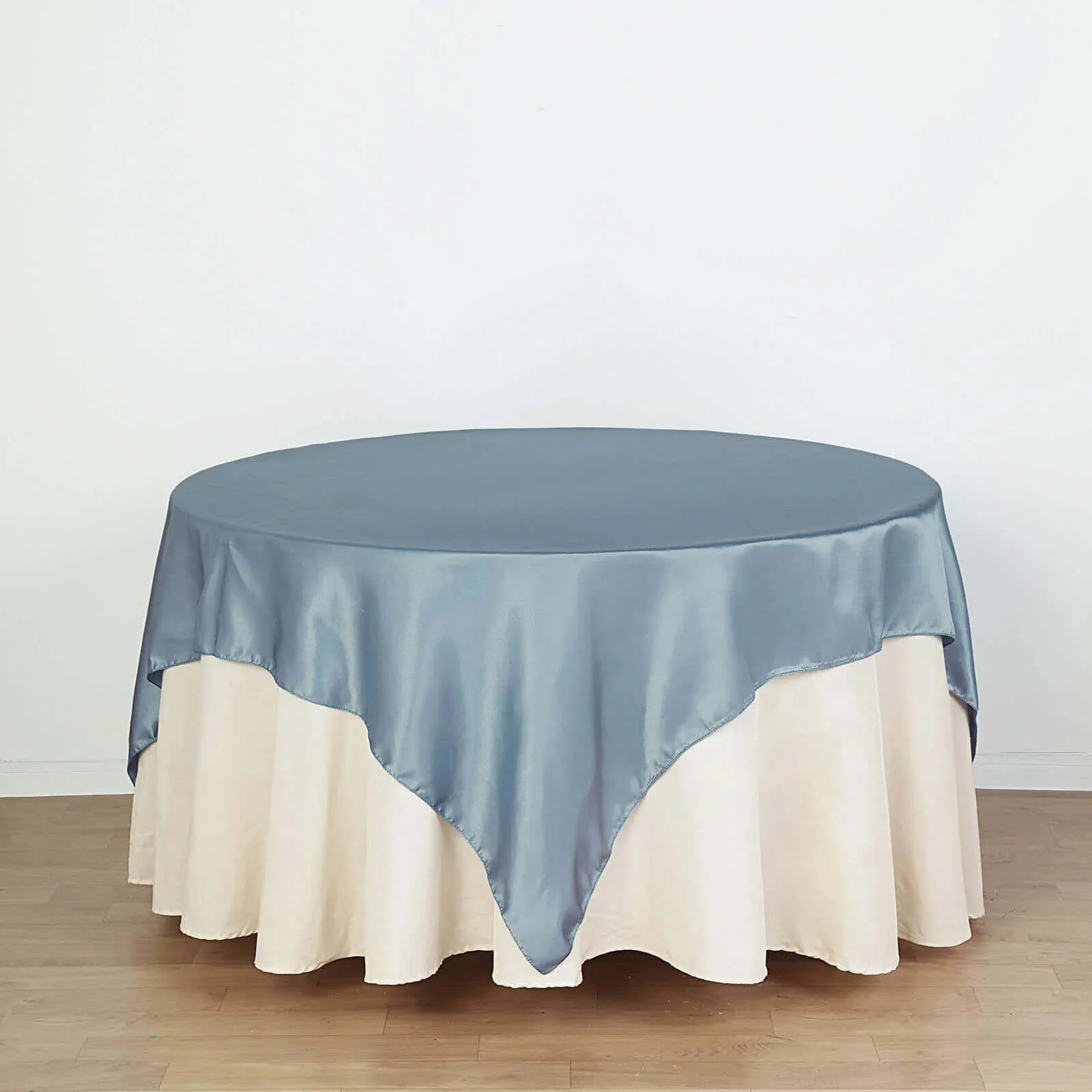 Satin Table Overlay 72"x72" Dusty Blue - Wrinkle Resistant & Smooth Table Topper