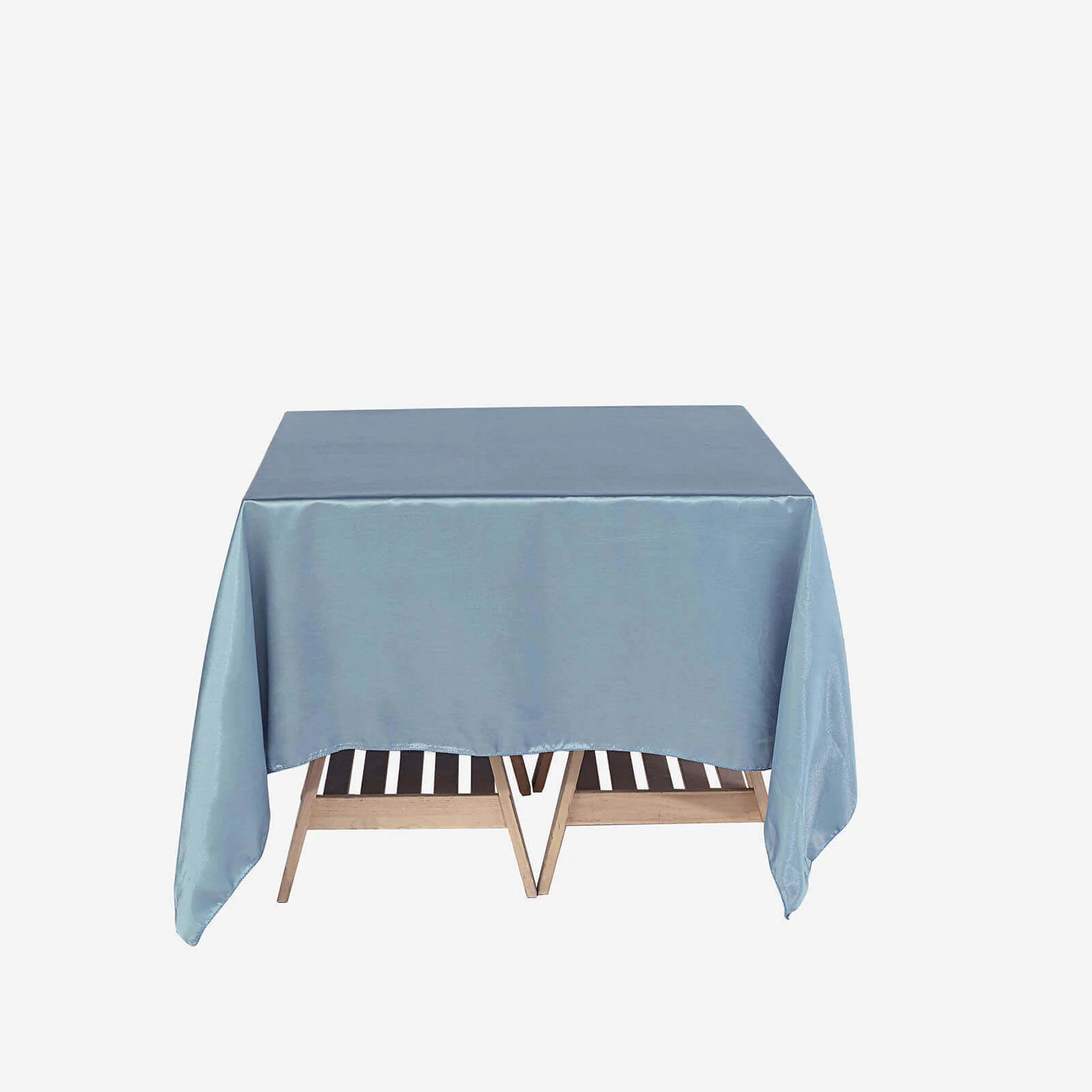 Satin Table Overlay 72"x72" Dusty Blue - Wrinkle Resistant & Smooth Table Topper - Image 5