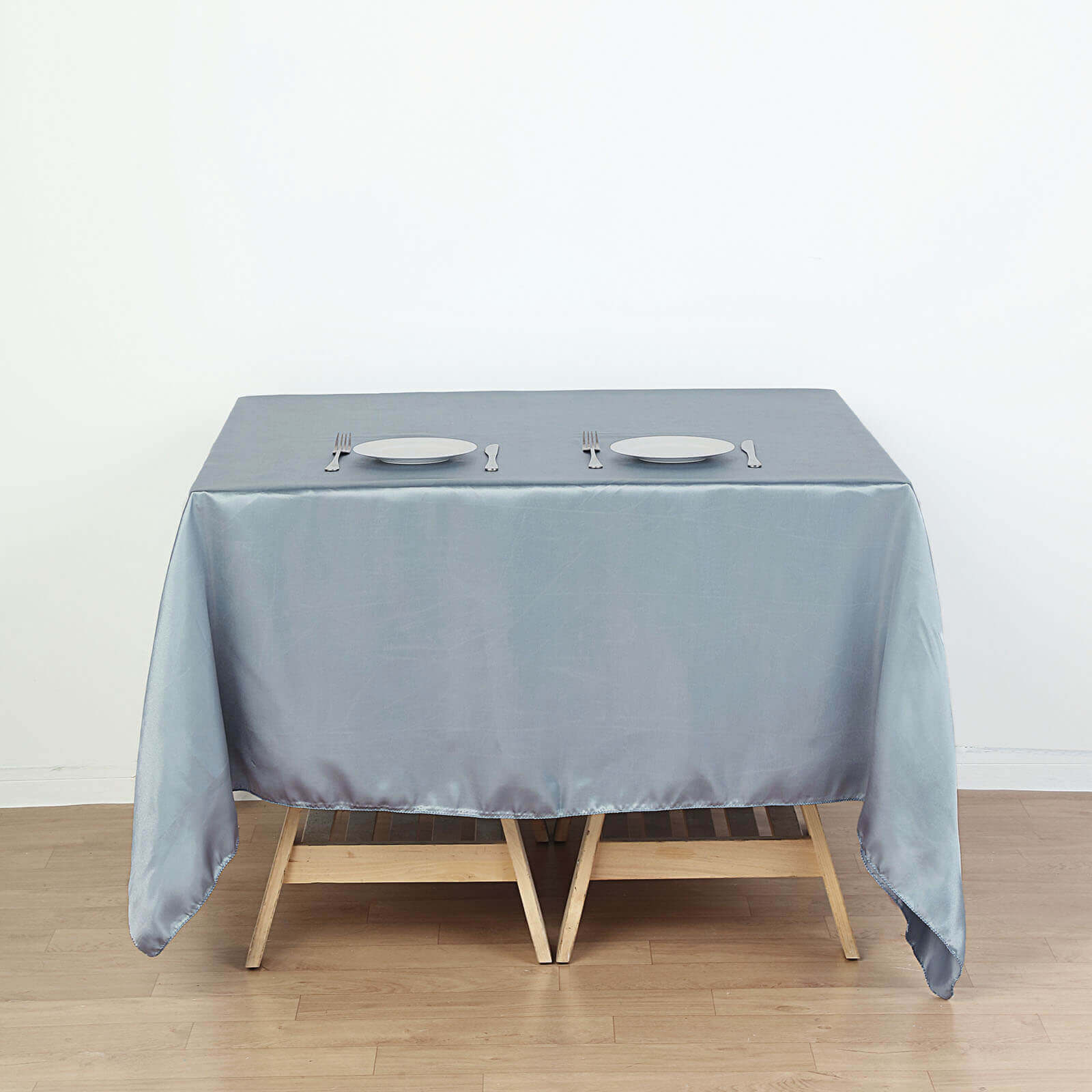 Satin Table Overlay 72"x72" Dusty Blue - Wrinkle Resistant & Smooth Table Topper - Image 6