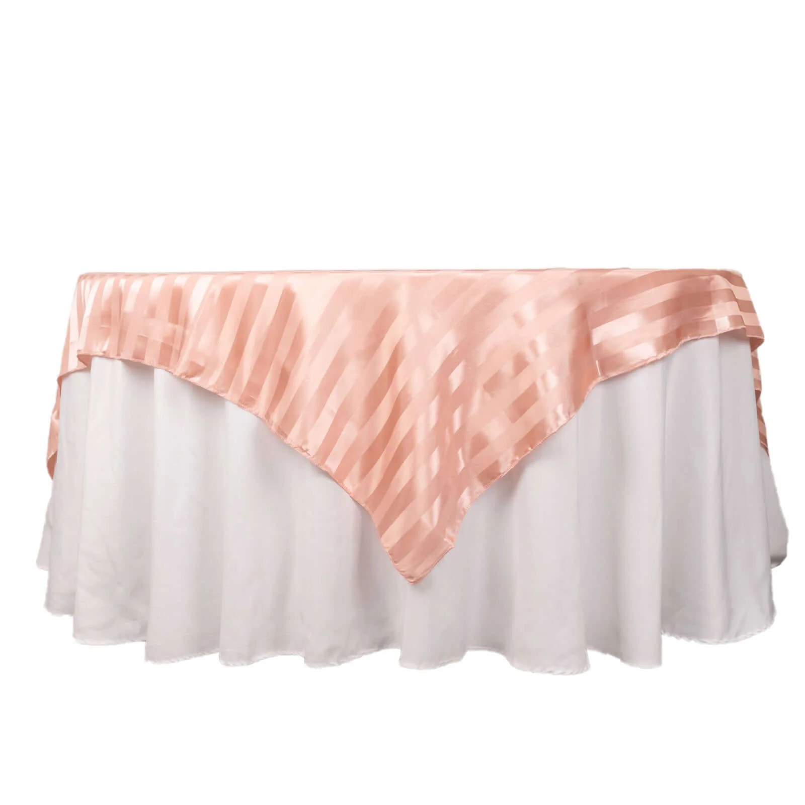 Satin Table Overlay 72"x72" Dusty Rose - Smooth Finish Stripe Table Topper - Image 7