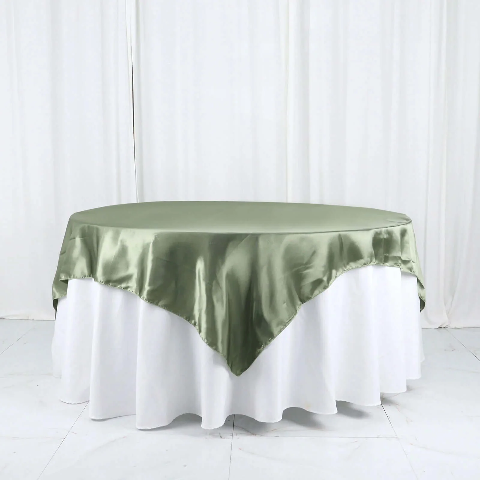 Satin Table Overlay 72"x72" Dusty Sage Green - Wrinkle Resistant & Smooth Table Topper