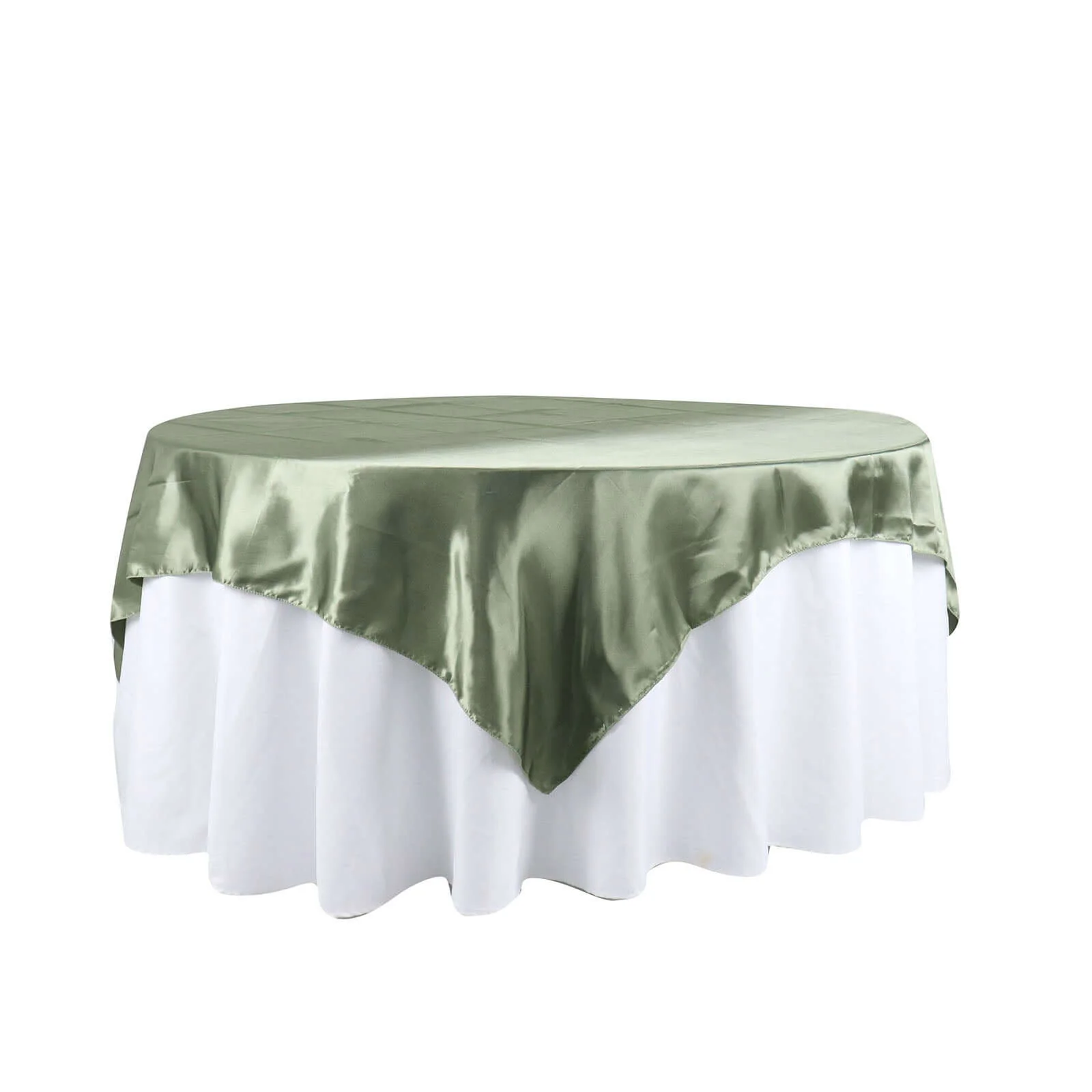 Satin Table Overlay 72"x72" Dusty Sage Green - Wrinkle Resistant & Smooth Table Topper - Image 6