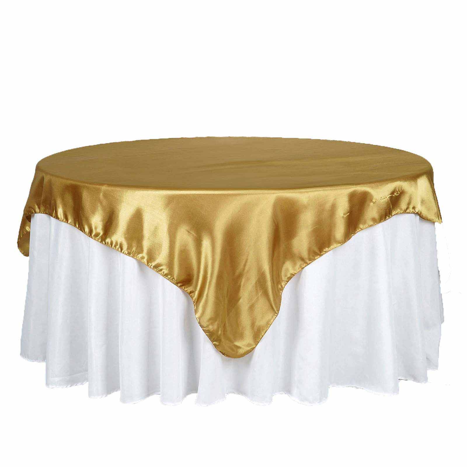 Satin Table Overlay 72"x72" Gold - Wrinkle Resistant and Smooth Table Topper for Luxurious Weddings & Celebrations - Image 7