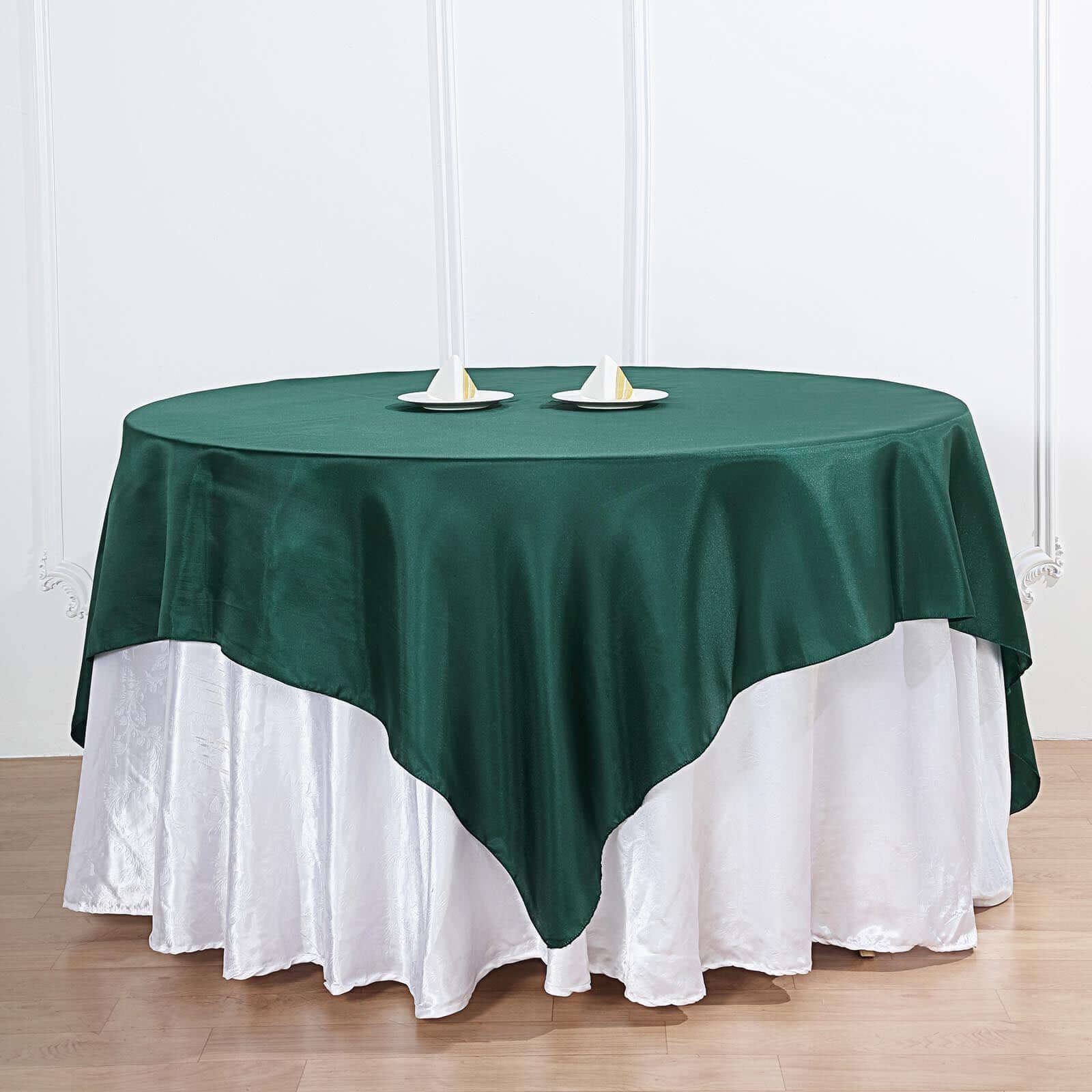 Satin Table Overlay 72"x72" Hunter Emerald Green - Wrinkle Resistant & Smooth Table Topper - Image 5