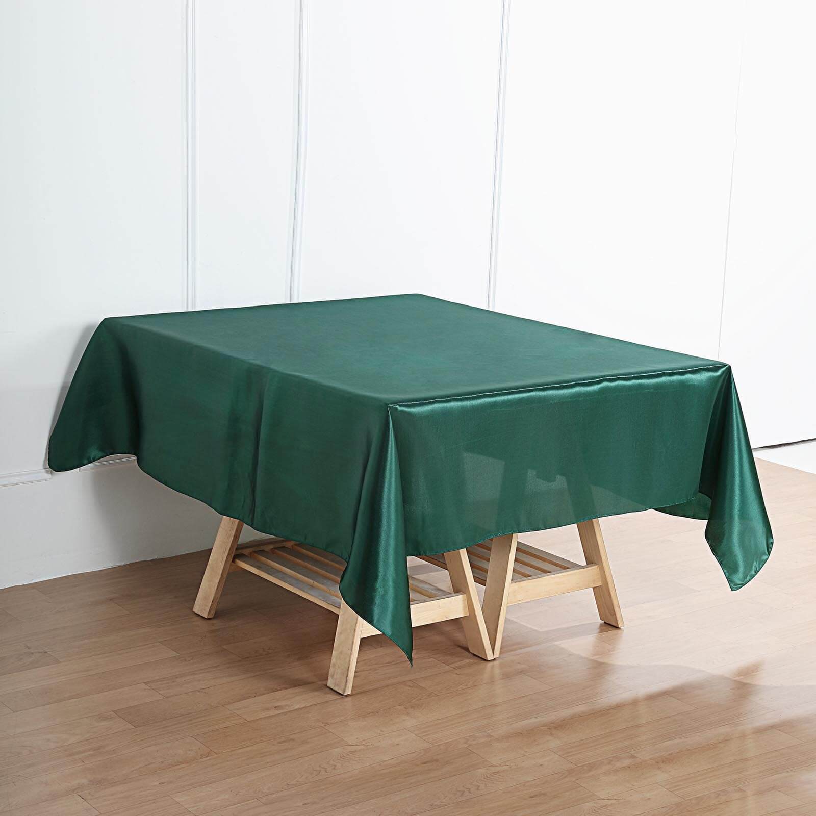 Satin Table Overlay 72"x72" Hunter Emerald Green - Wrinkle Resistant & Smooth Table Topper - Image 6