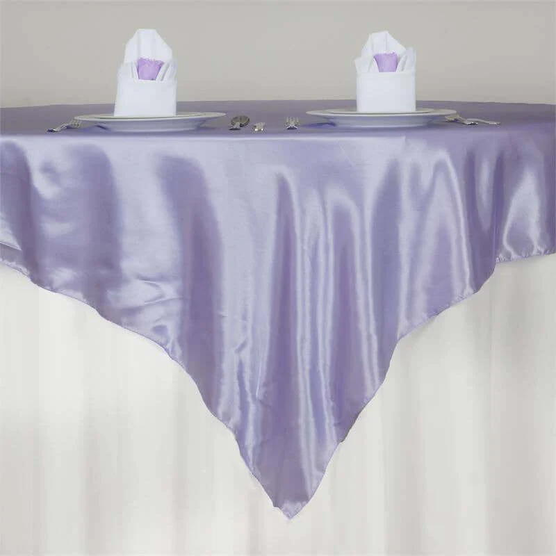 Satin Table Overlay 72"x72" Lavender Lilac - Wrinkle Resistant & Smooth Table Topper - Image 5