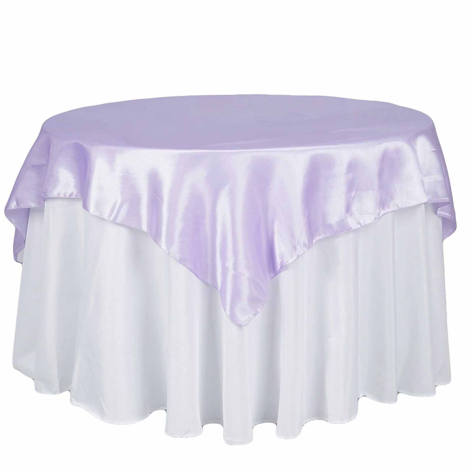 Satin Table Overlay 72"x72" Lavender Lilac - Wrinkle Resistant & Smooth Table Topper - Image 6