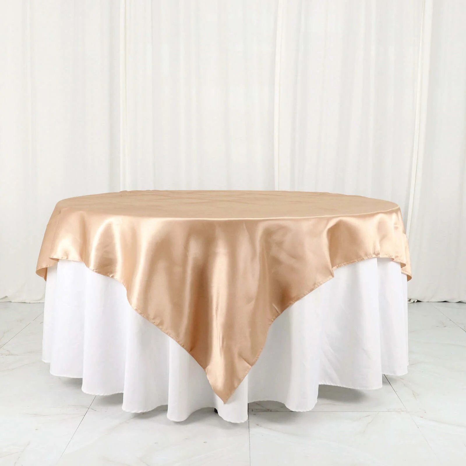Satin Table Overlay 72"x72" Nude - Wrinkle Resistant & Smooth Table Topper - Image 2