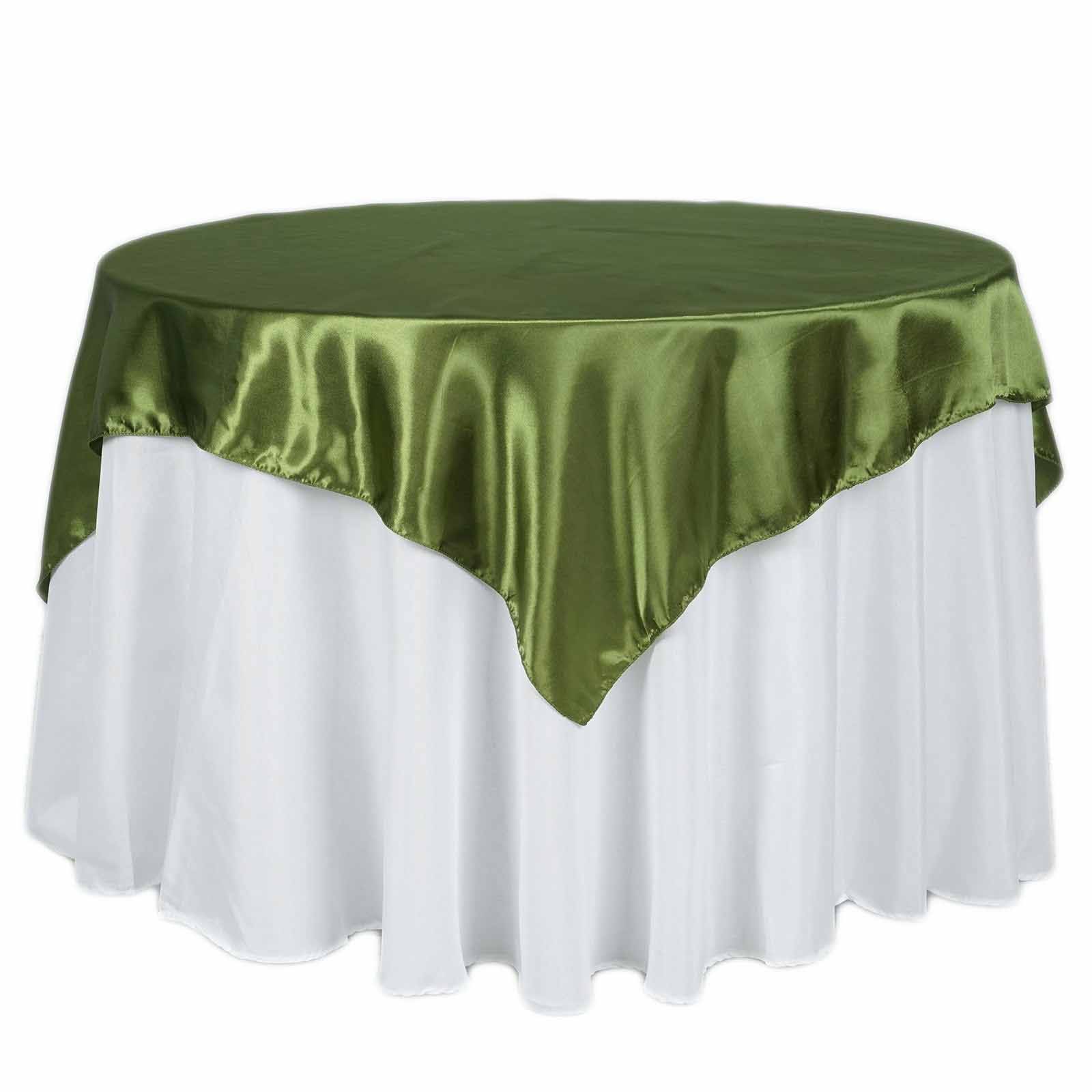 Satin Table Overlay 72"x72" Olive Green - Wrinkle Resistant & Smooth Table Topper - Image 7