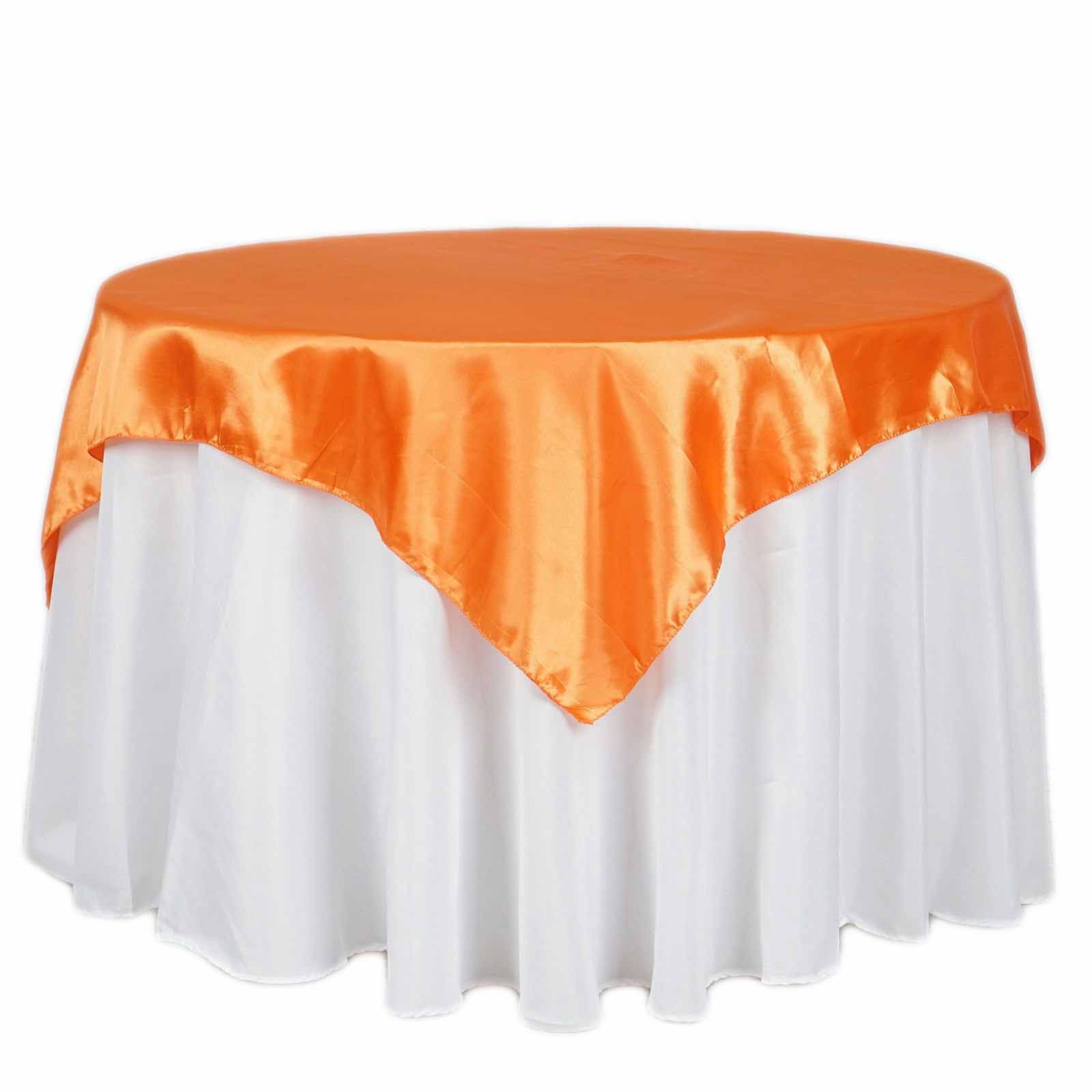 Satin Table Overlay 72"x72" Orange - Wrinkle Resistant & Smooth Table Topper - Image 6