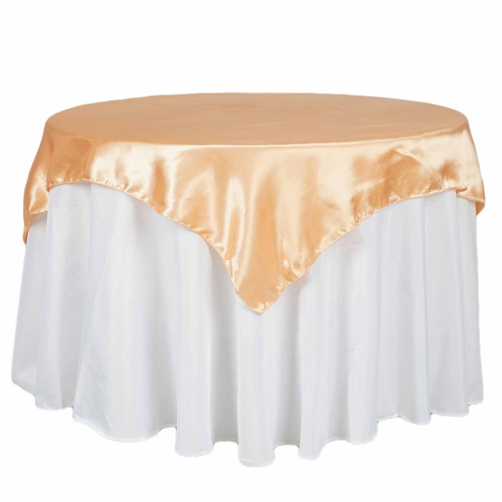 Satin Table Overlay 72"x72" Peach - Wrinkle Resistant & Smooth Table Topper - Image 6
