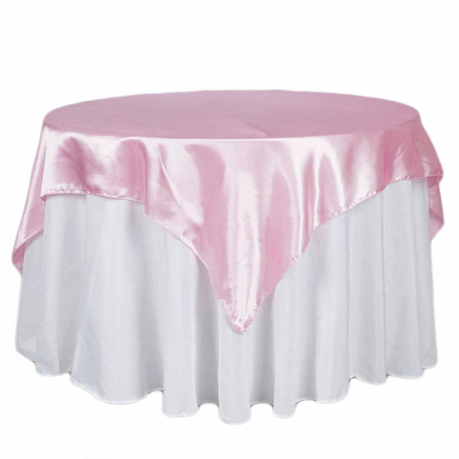 Satin Table Overlay 72"x72" Pink - Wrinkle Resistant & Smooth Table Topper - Image 5