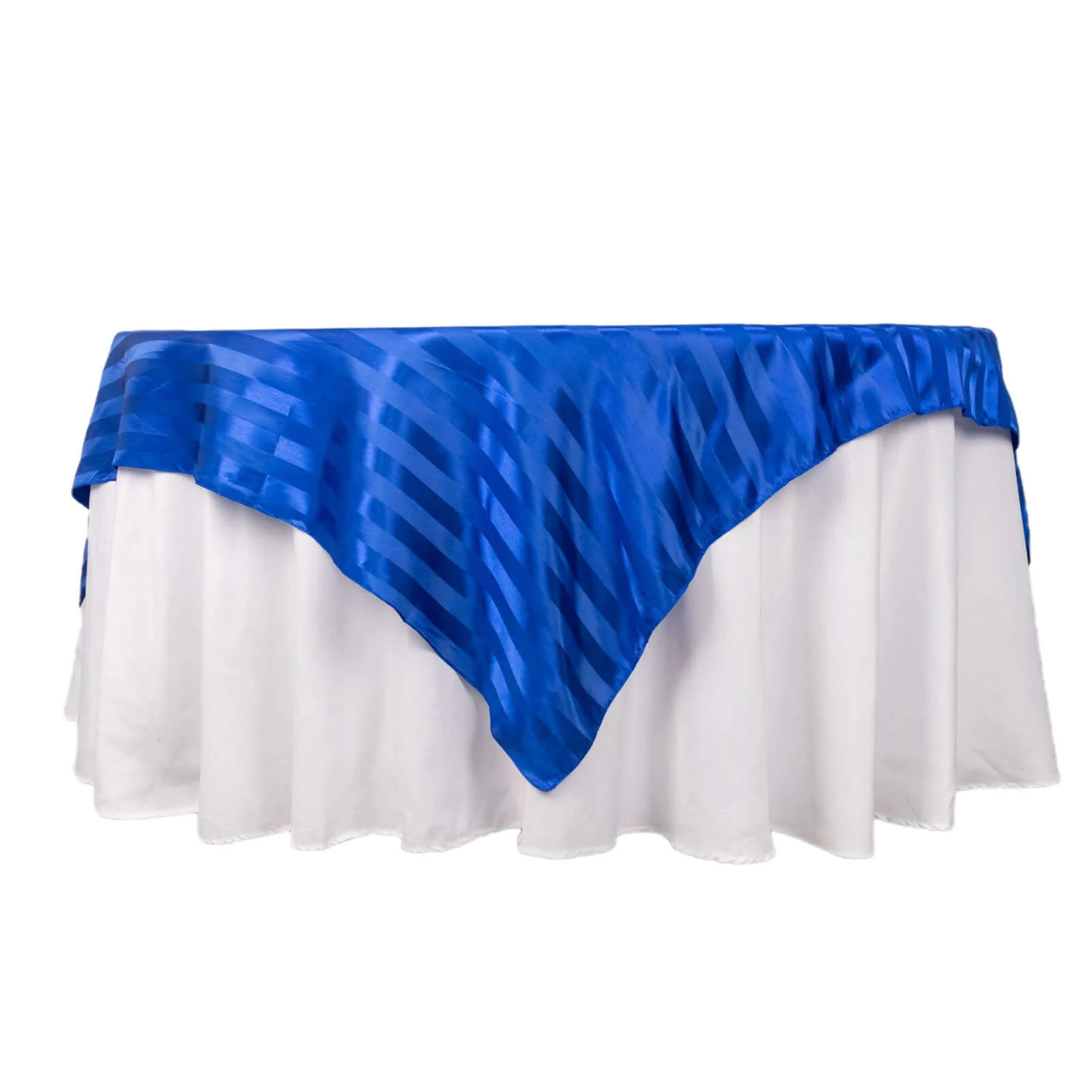 Satin Table Overlay 72"x72" Royal Blue - Smooth Finish Stripe Table Topper - Image 6