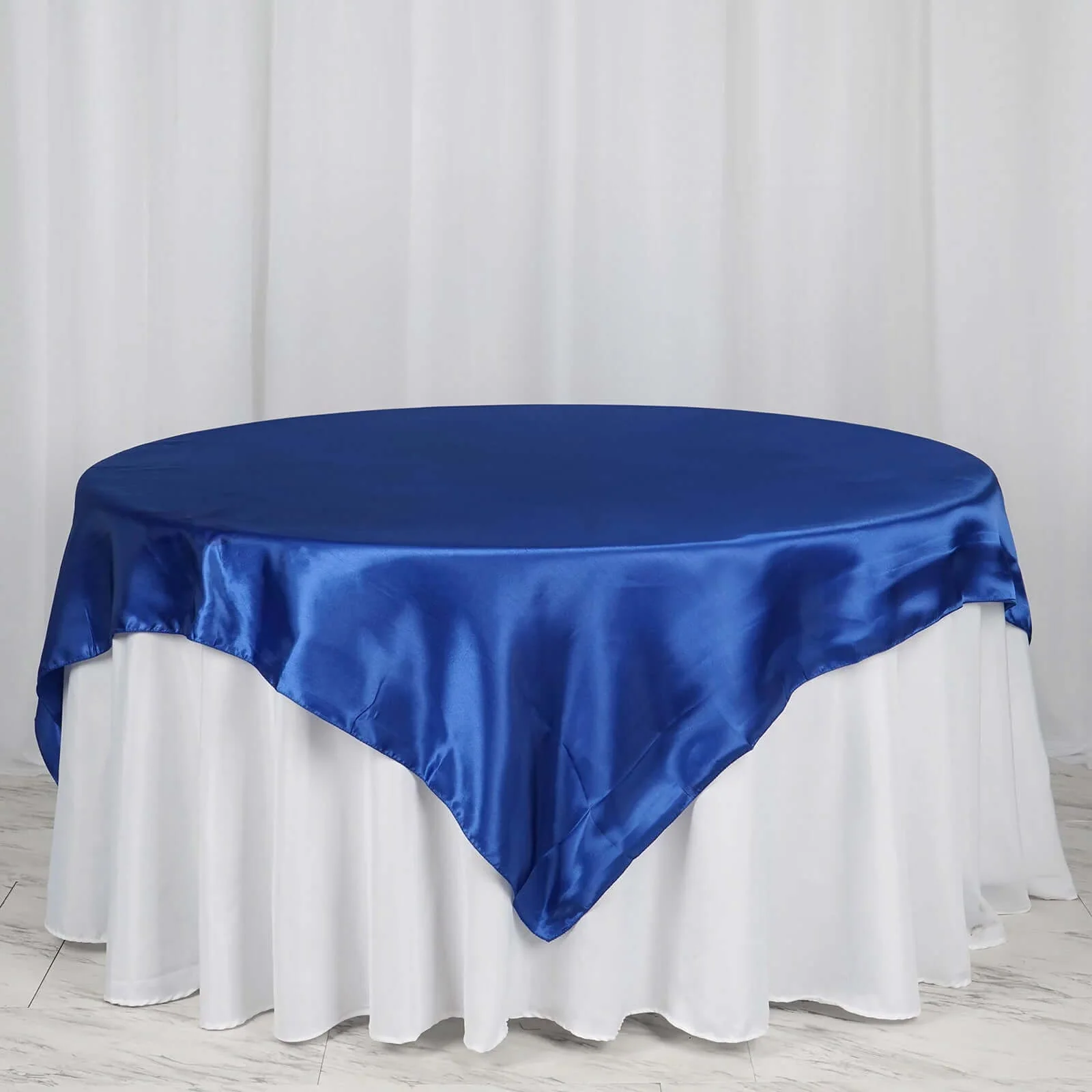 Satin Table Overlay 72"x72" Royal Blue - Wrinkle Resistant & Smooth Table Topper