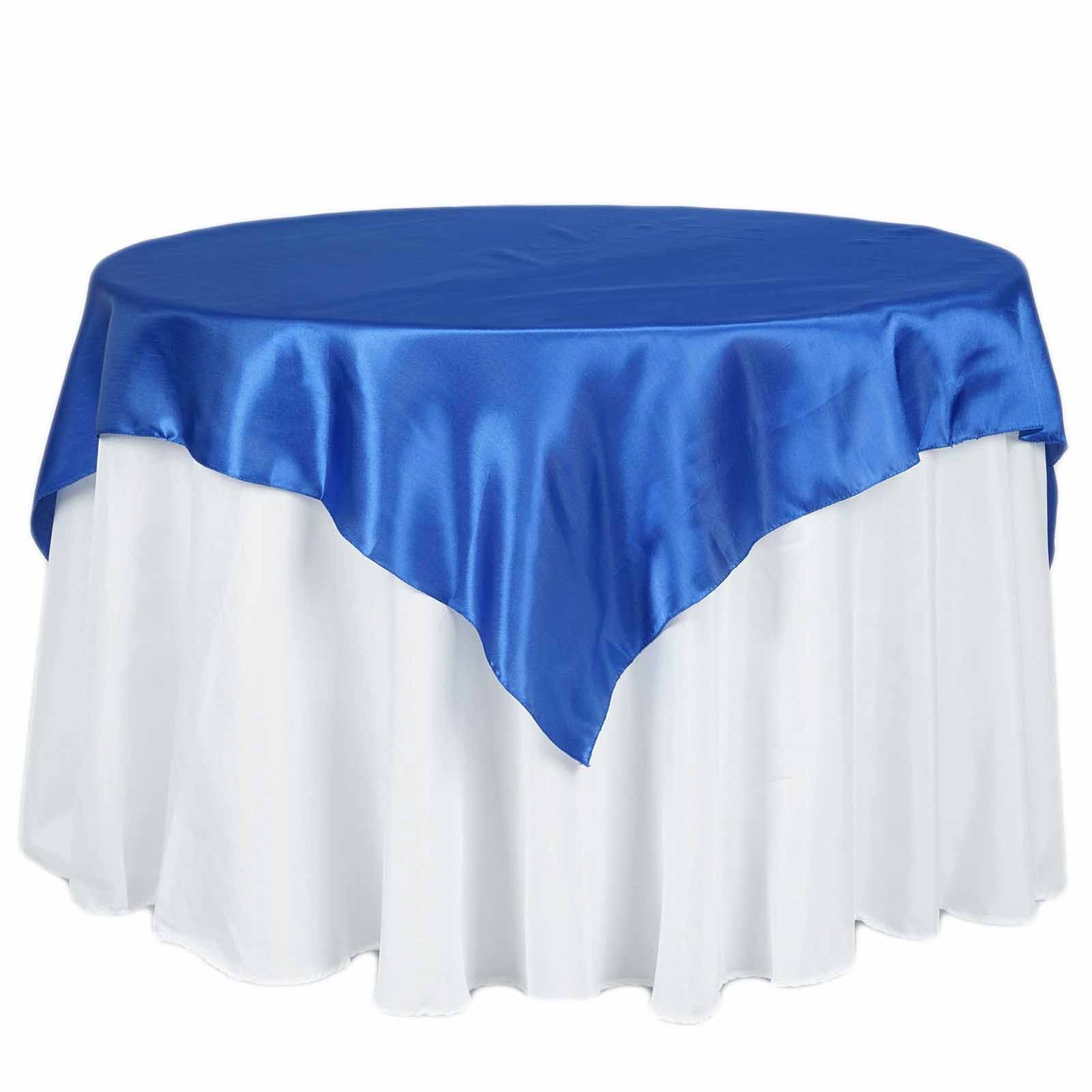 Satin Table Overlay 72"x72" Royal Blue - Wrinkle Resistant & Smooth Table Topper - Image 7