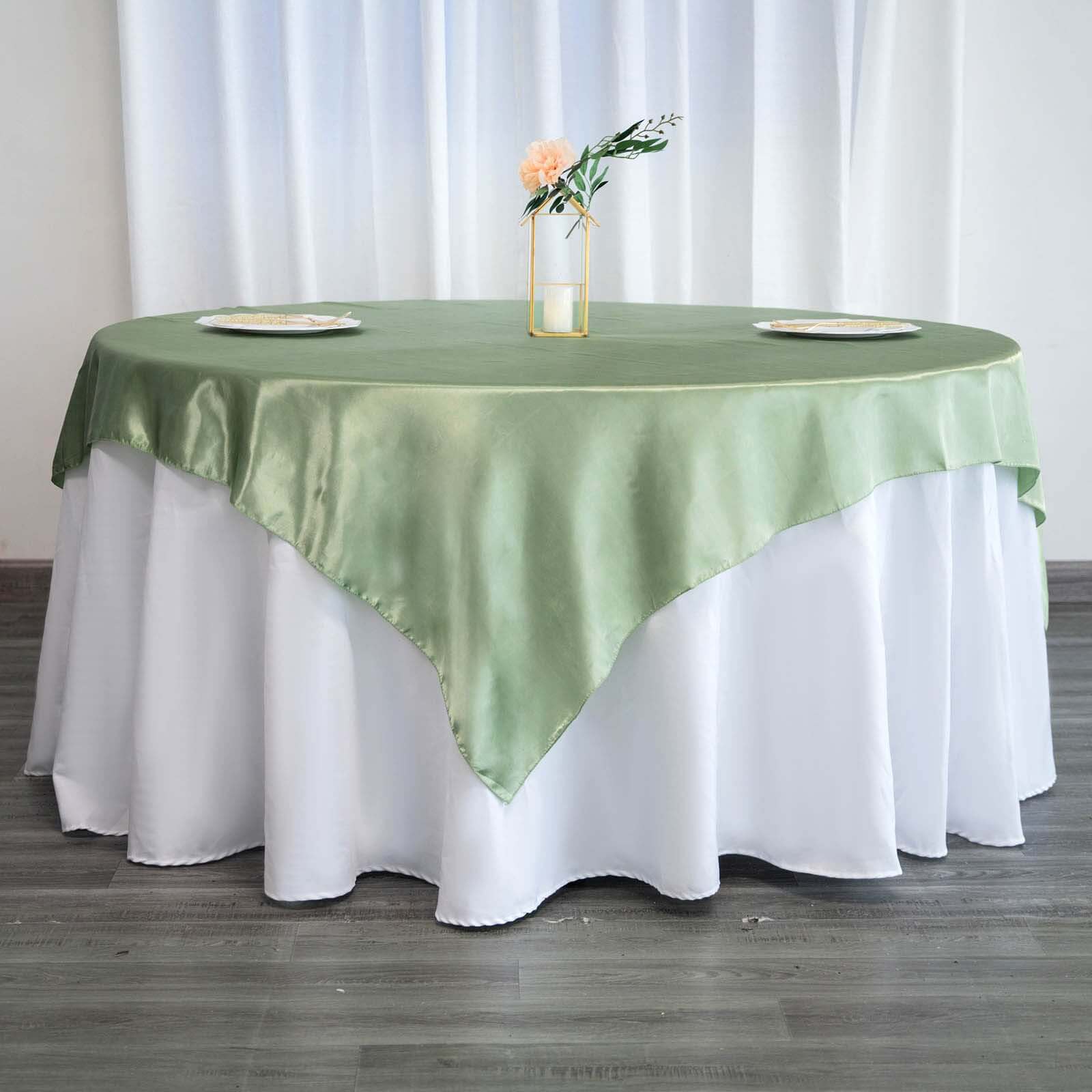 Satin Table Overlay 72"x72" Sage Green - Wrinkle Resistant & Smooth Table Topper - Image 5