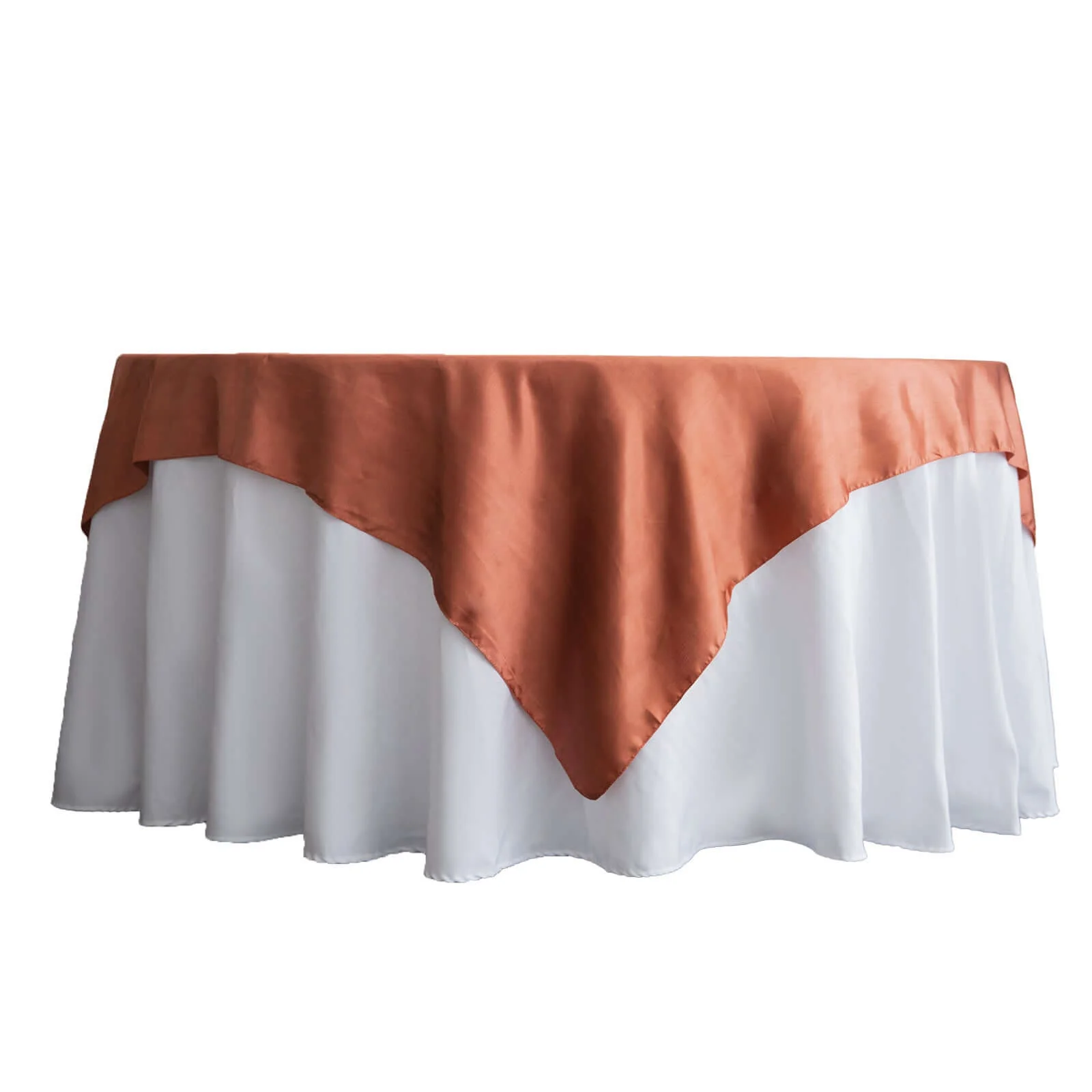 Satin Table Overlay 72"x72" Terracotta (Rust) - Wrinkle Resistant & Smooth Table Topper - Image 6