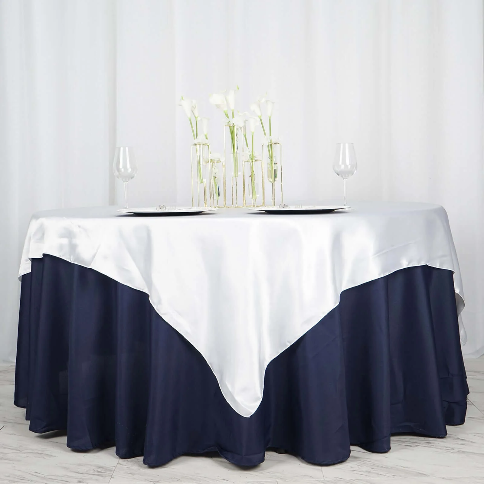 Satin Table Overlay 72"x72" White - Wrinkle Resistant and Smooth Table Topper for Luxurious Weddings & Celebrations - Image 2