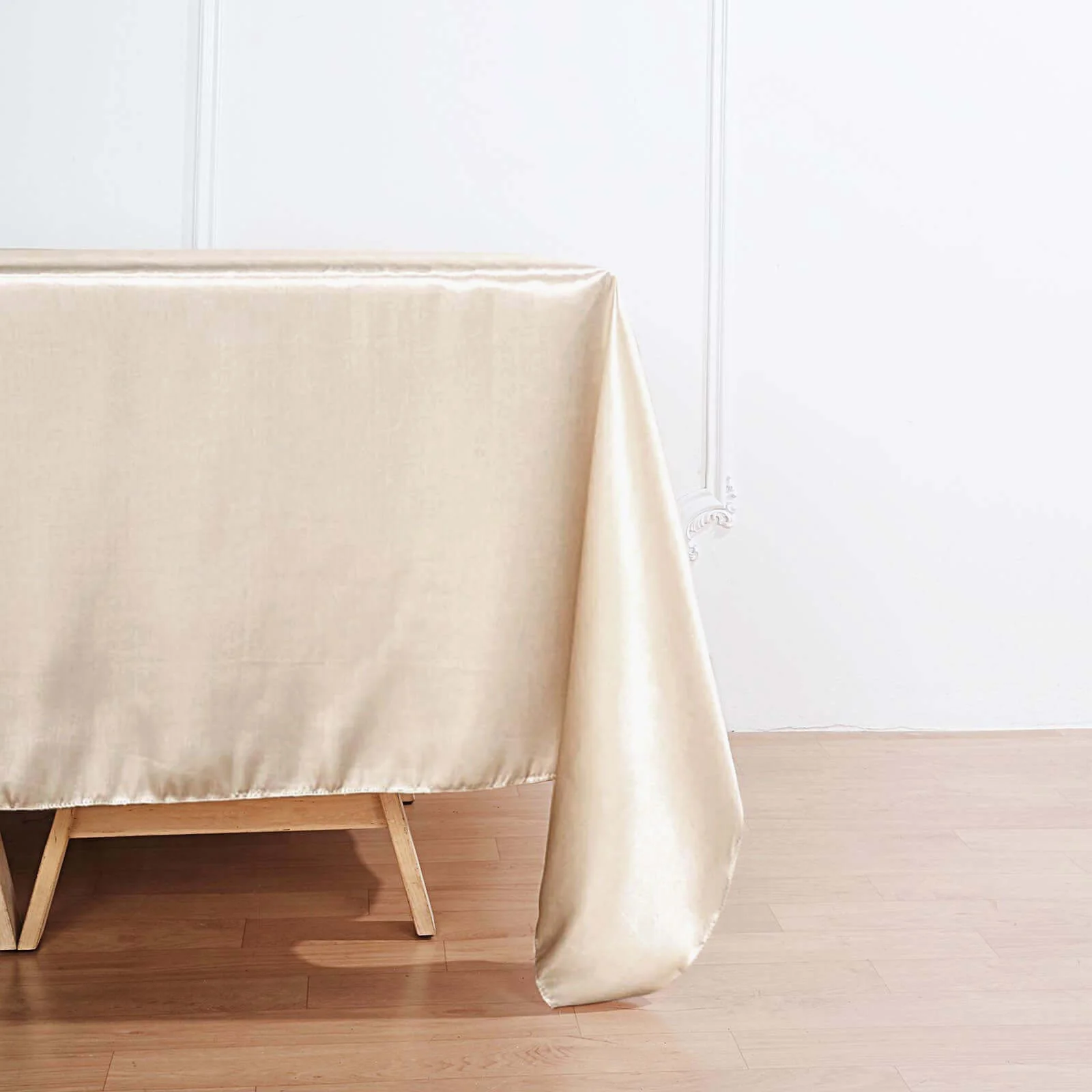 Satin Table Overlay 90"x90" Beige - Smooth Finish Table Topper - Image 6