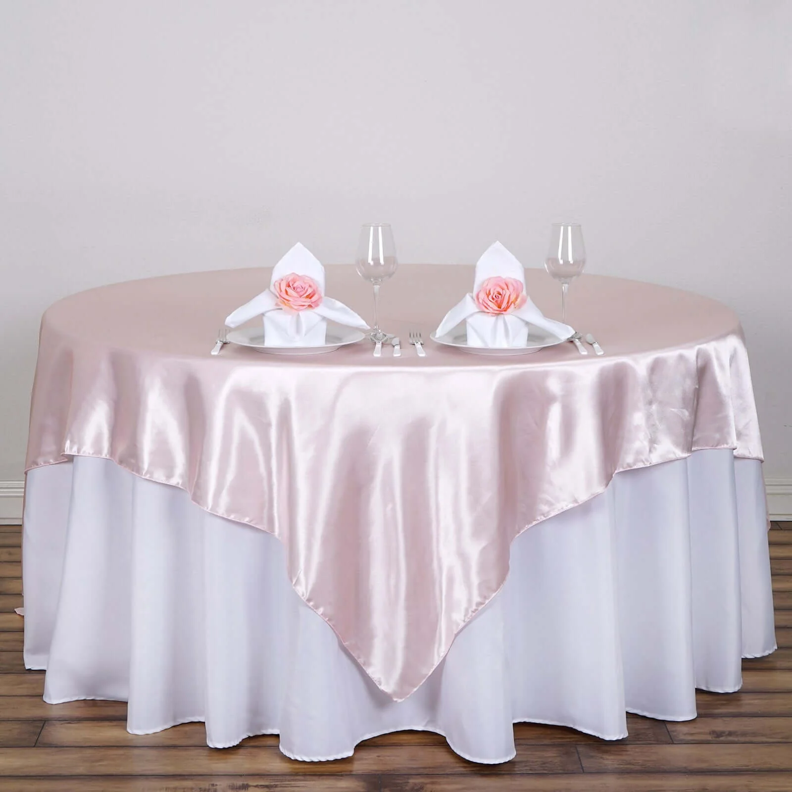Satin Table Overlay 90"x90" Blush - Smooth Finish Table Topper - Image 2