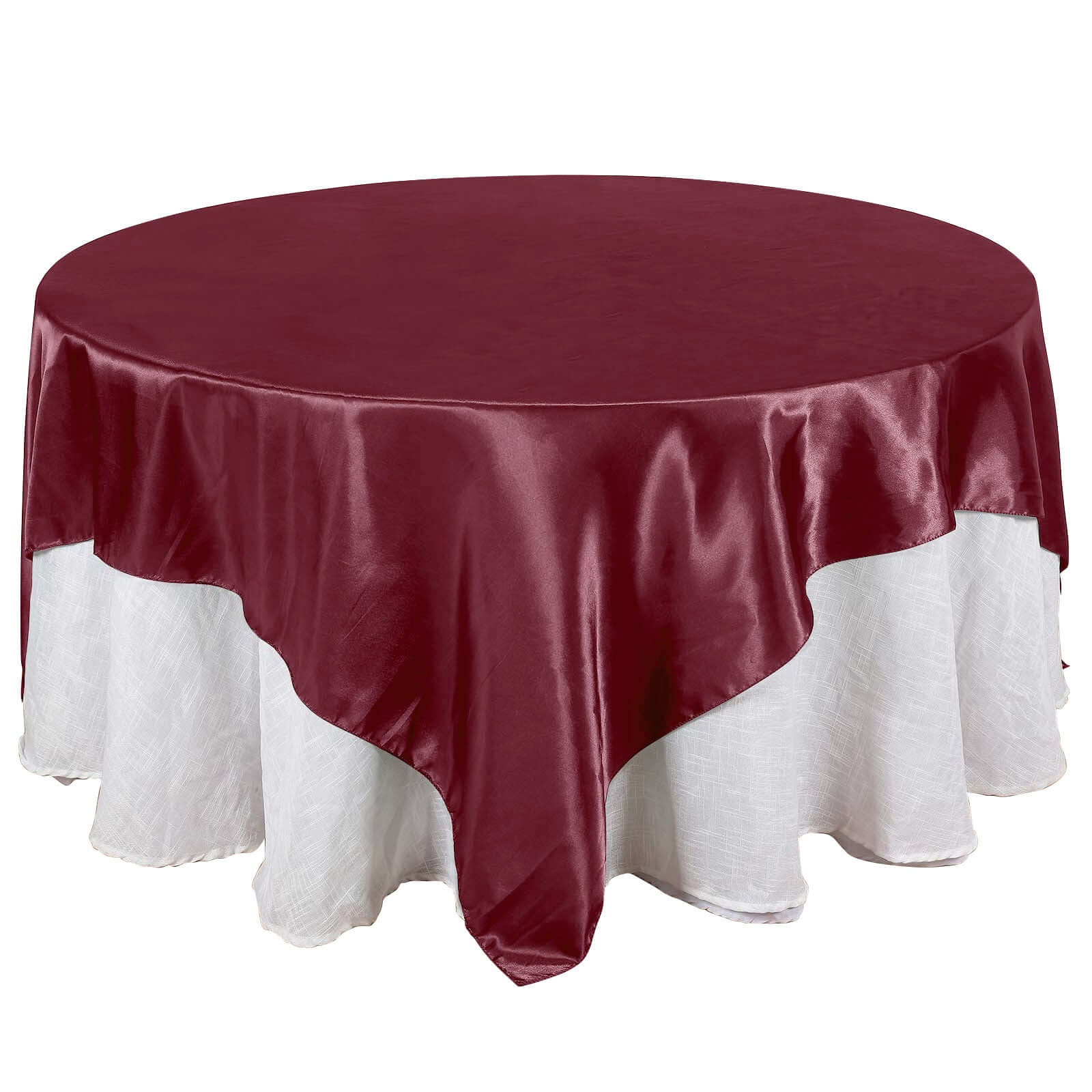 Satin Table Overlay 90"x90" Burgundy - Smooth Finish Table Topper - Image 8