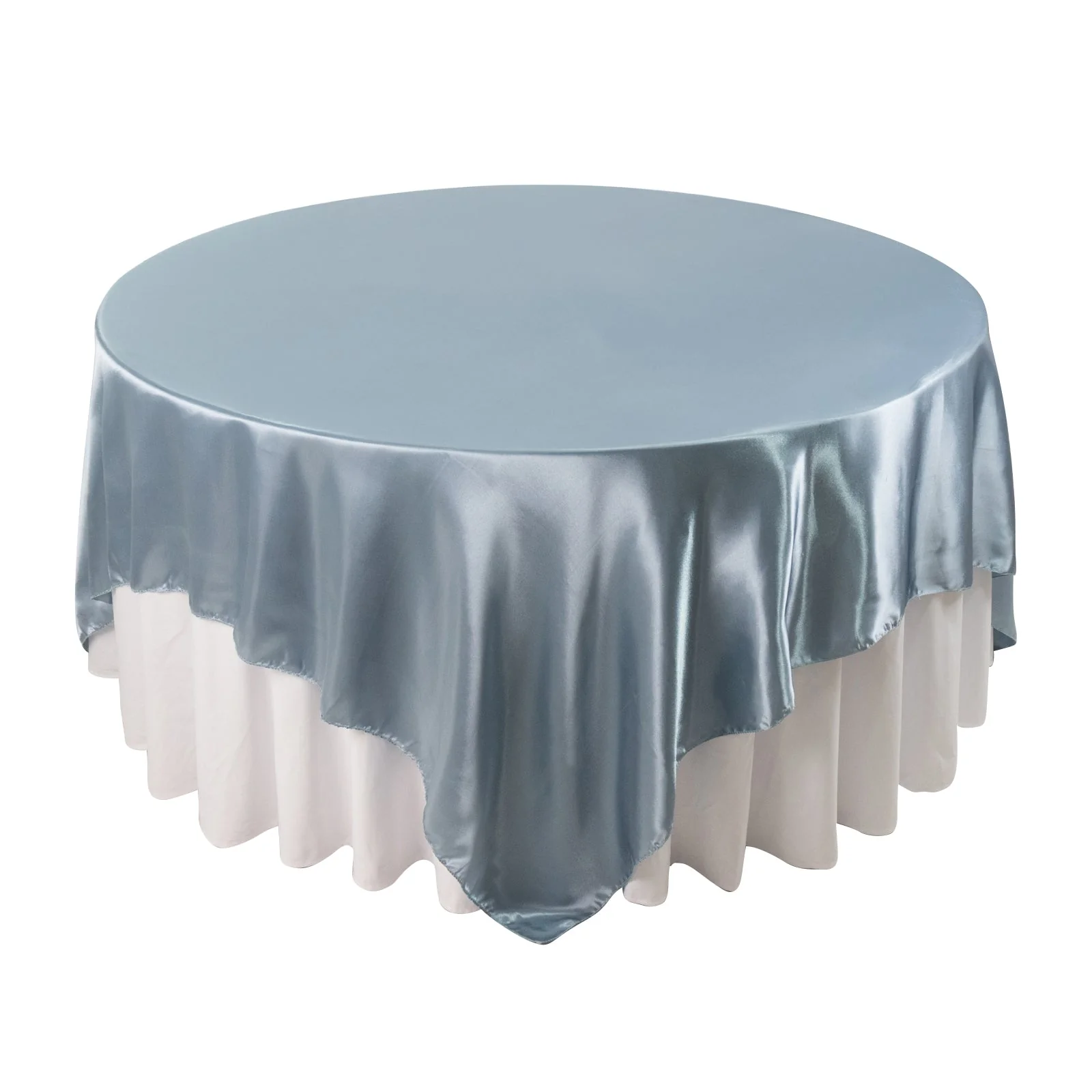 Satin Table Overlay 90"x90" Dusty Blue - Smooth Finish Table Topper - Image 5