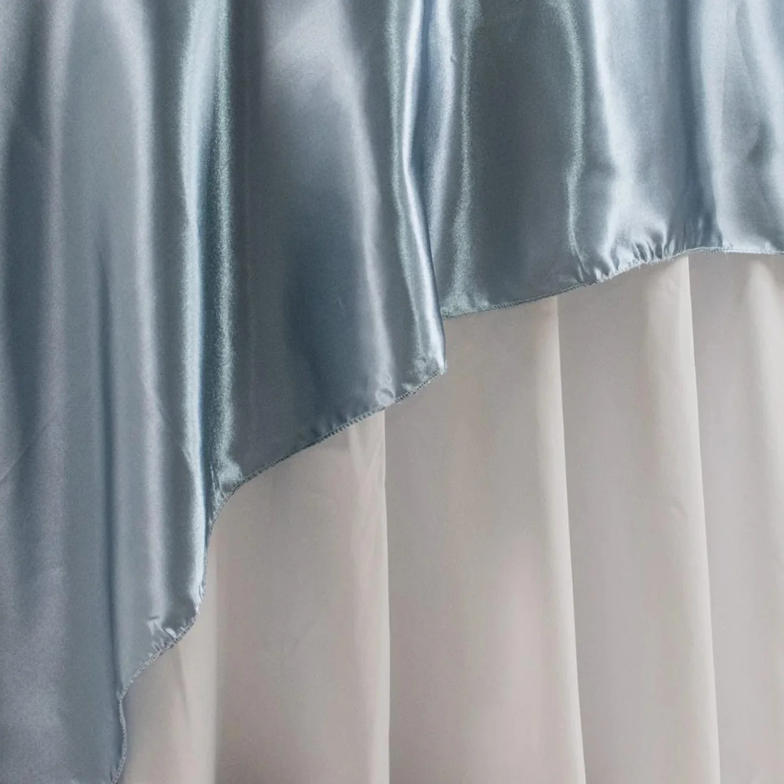 Satin Table Overlay 90"x90" Dusty Blue - Smooth Finish Table Topper - Image 8