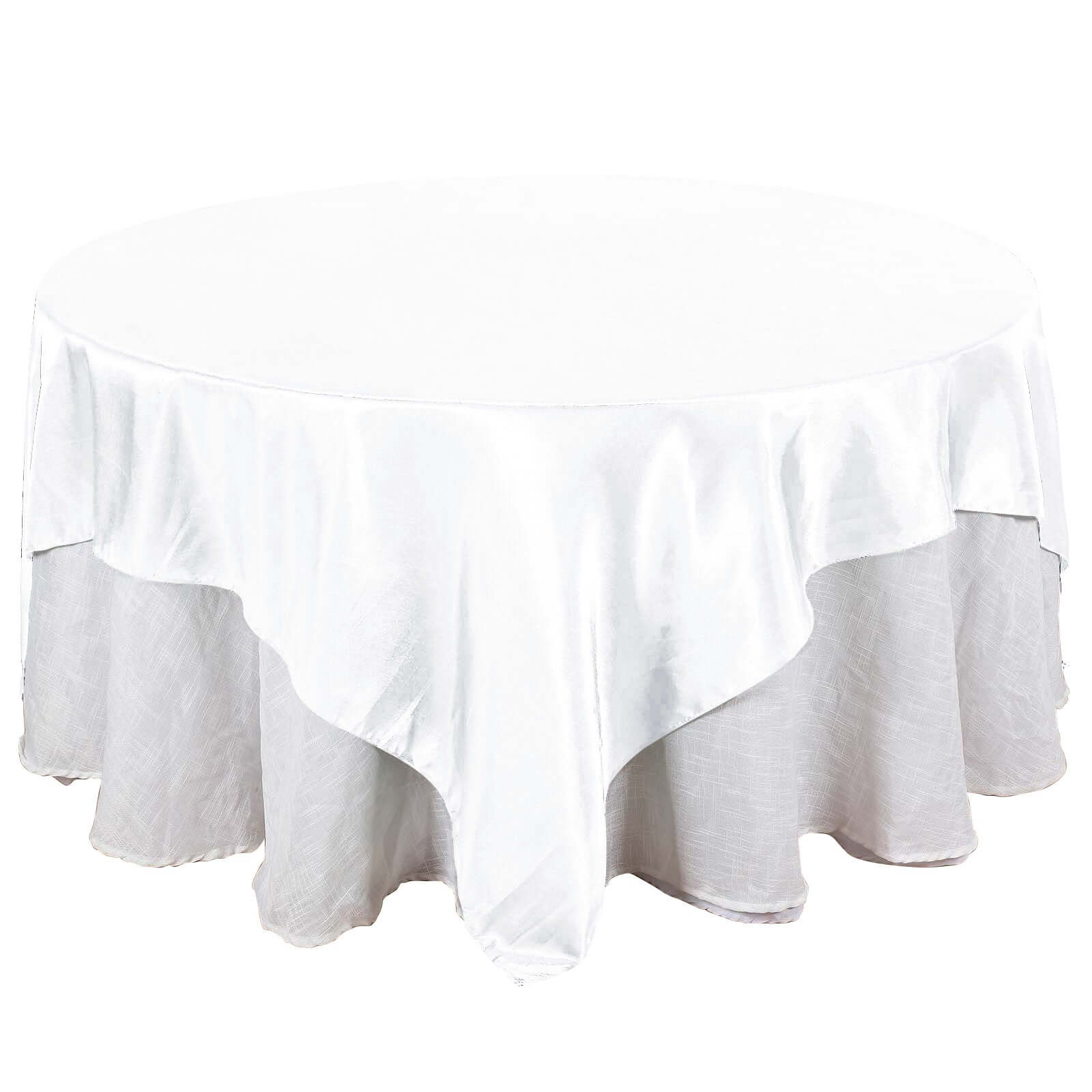 Satin Table Overlay 90"x90" White with Smooth Finish - Perfect for Wedding Receptions - Image 7