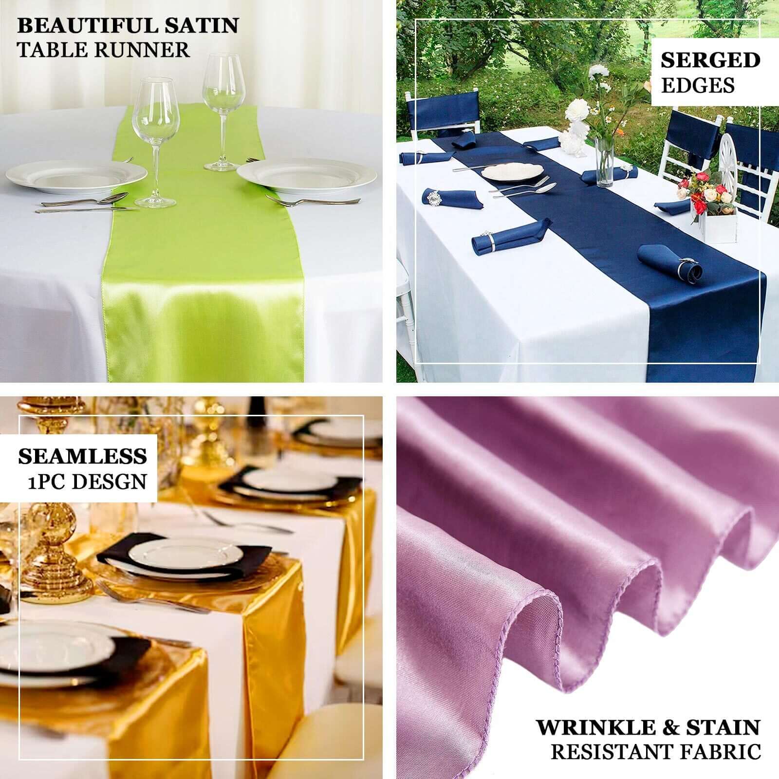 Satin Table Runner 12"x108" Apple Green - Stylish Table Linen - Image 5