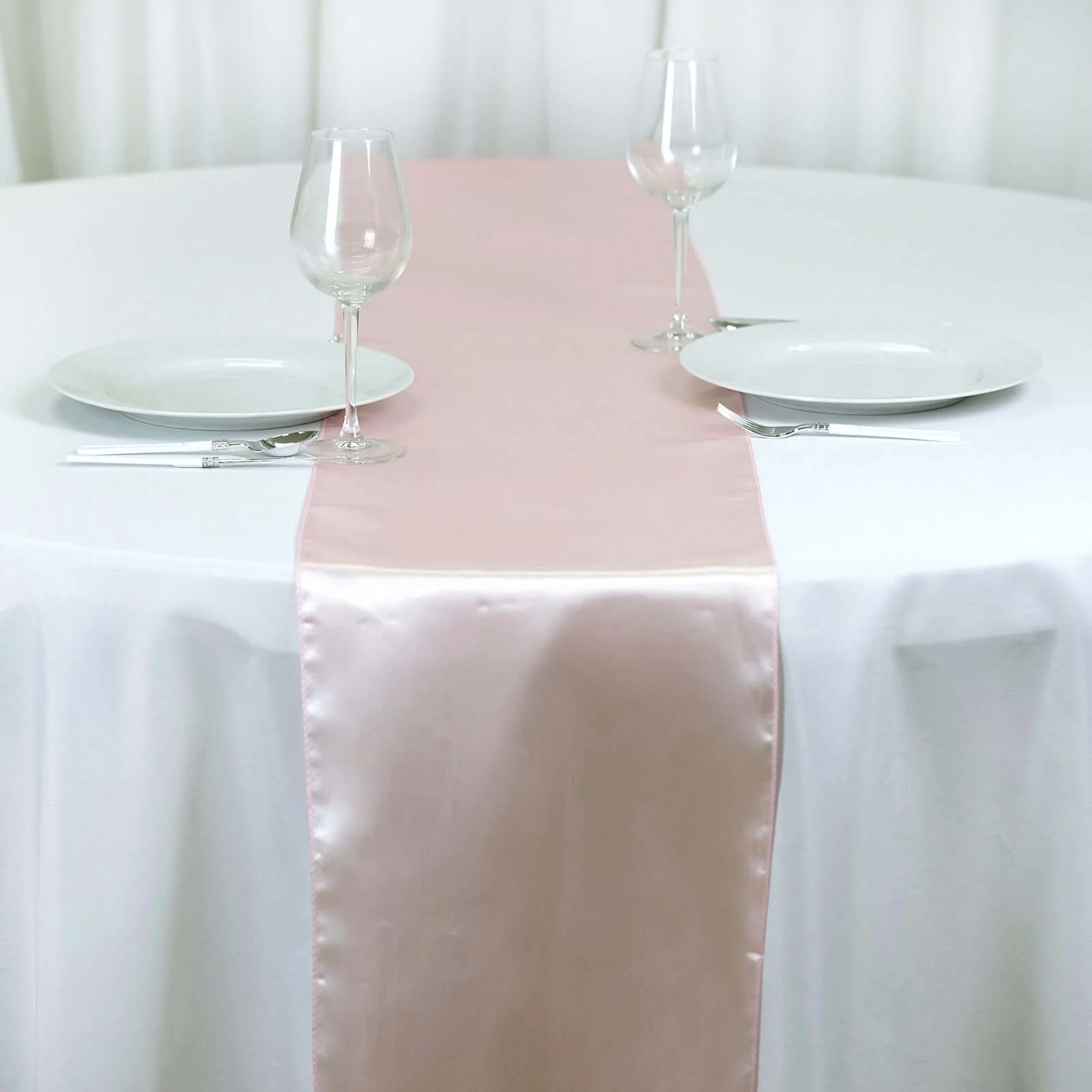 Satin Table Runner 12"x108" Blush - Stylish Table Linen - Image 2